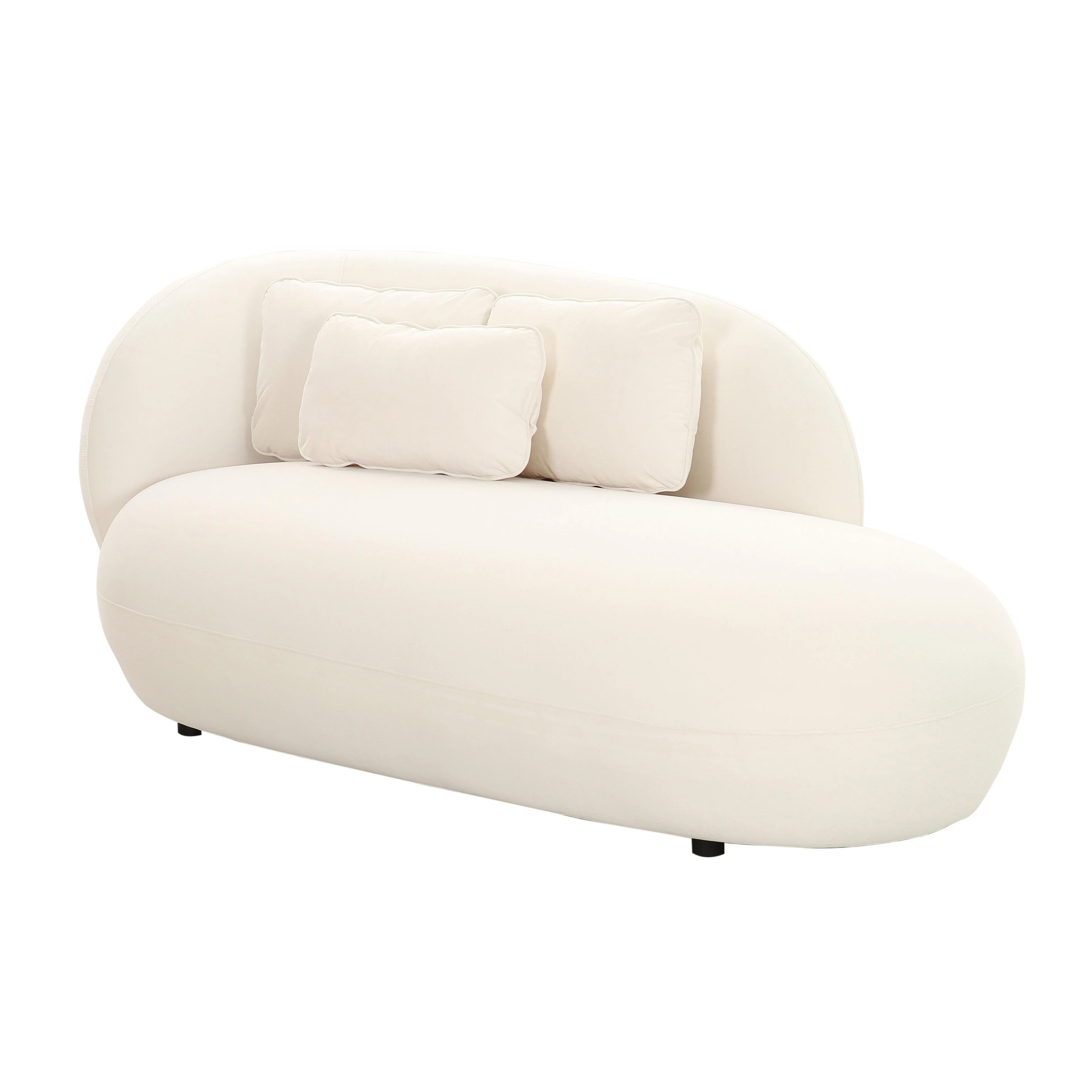 Galet Cream Velvet Chaise - Remutear