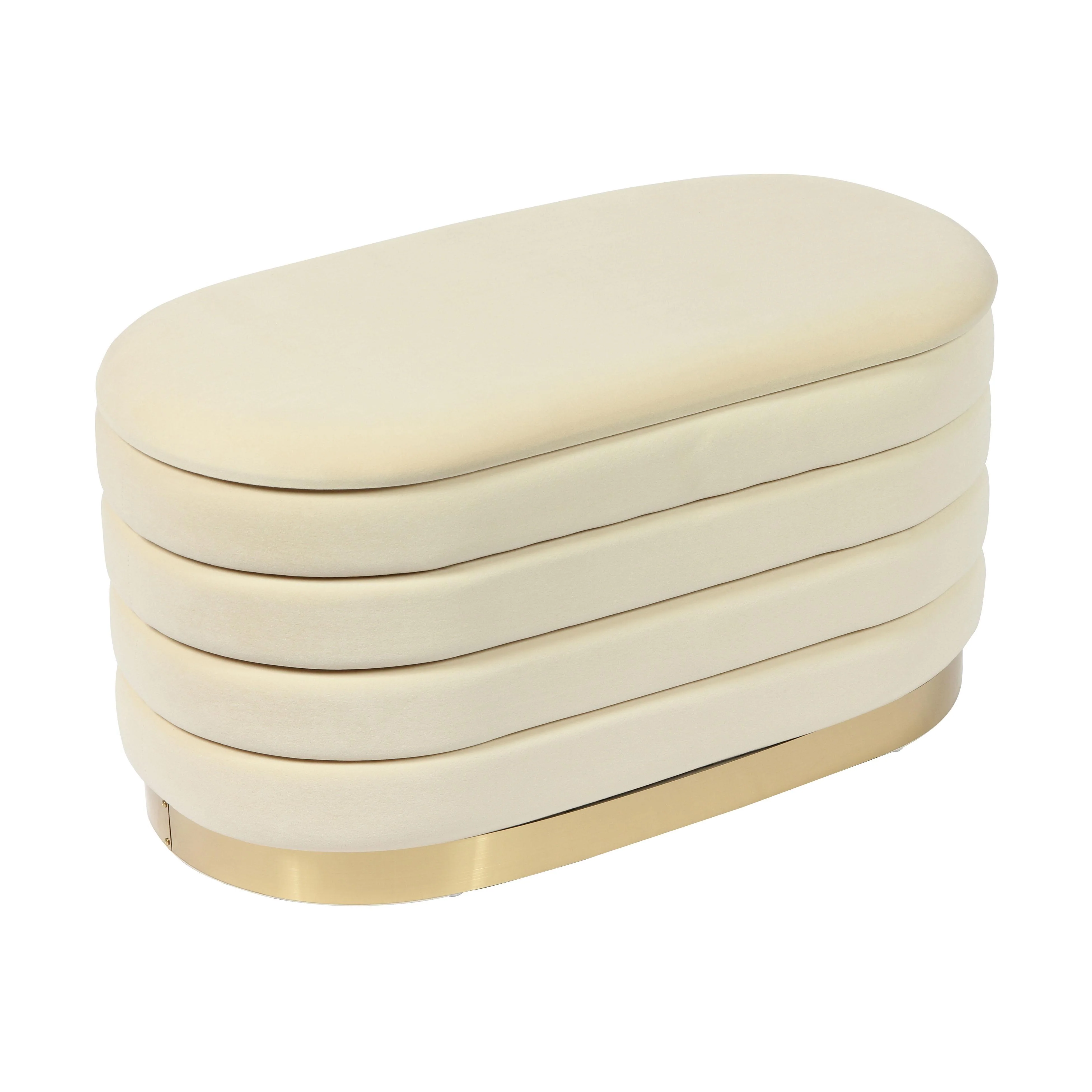 Lillian Cream Velvet Storage Bench - Remutear