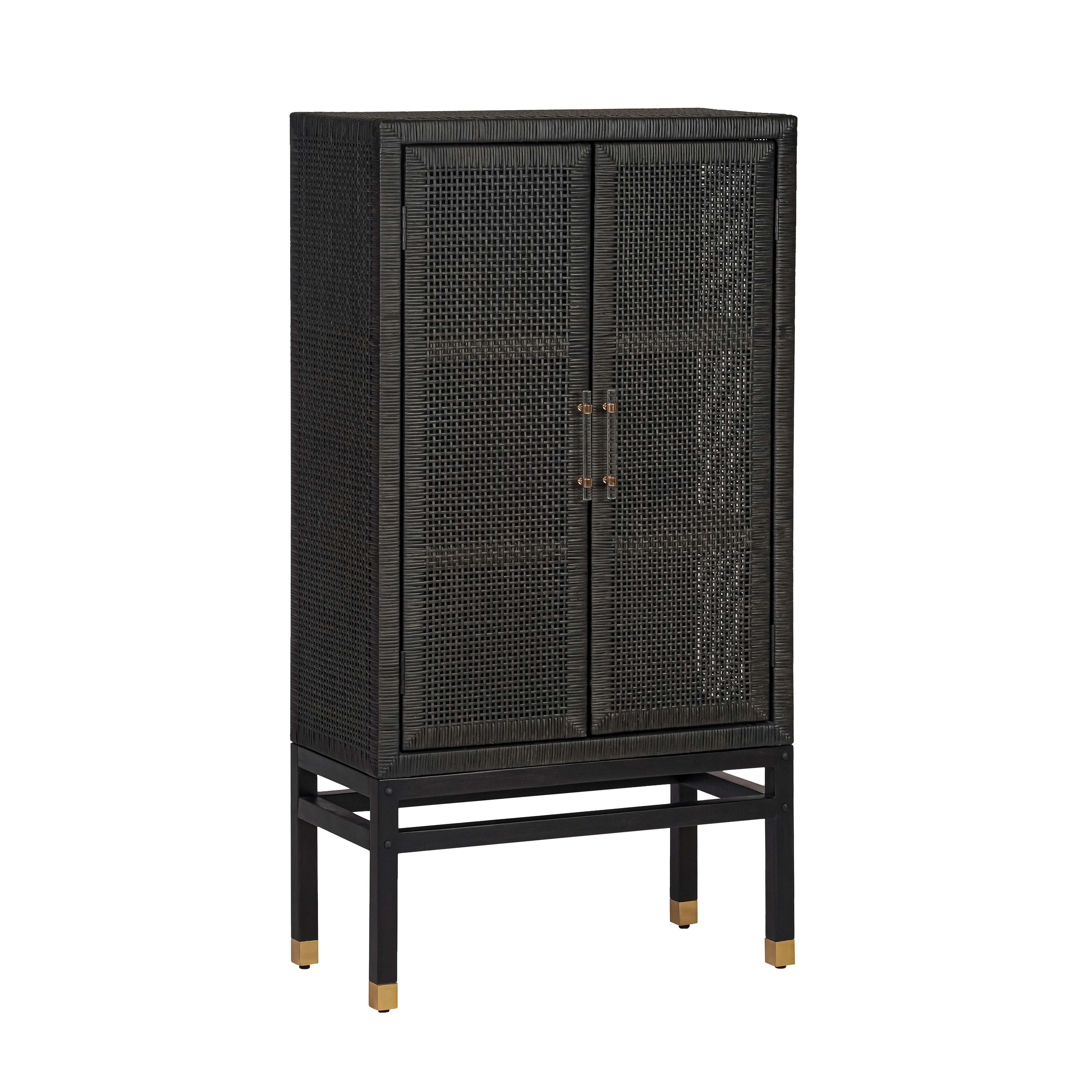 Amara Charcoal Woven Rattan Cabinet - Remutear