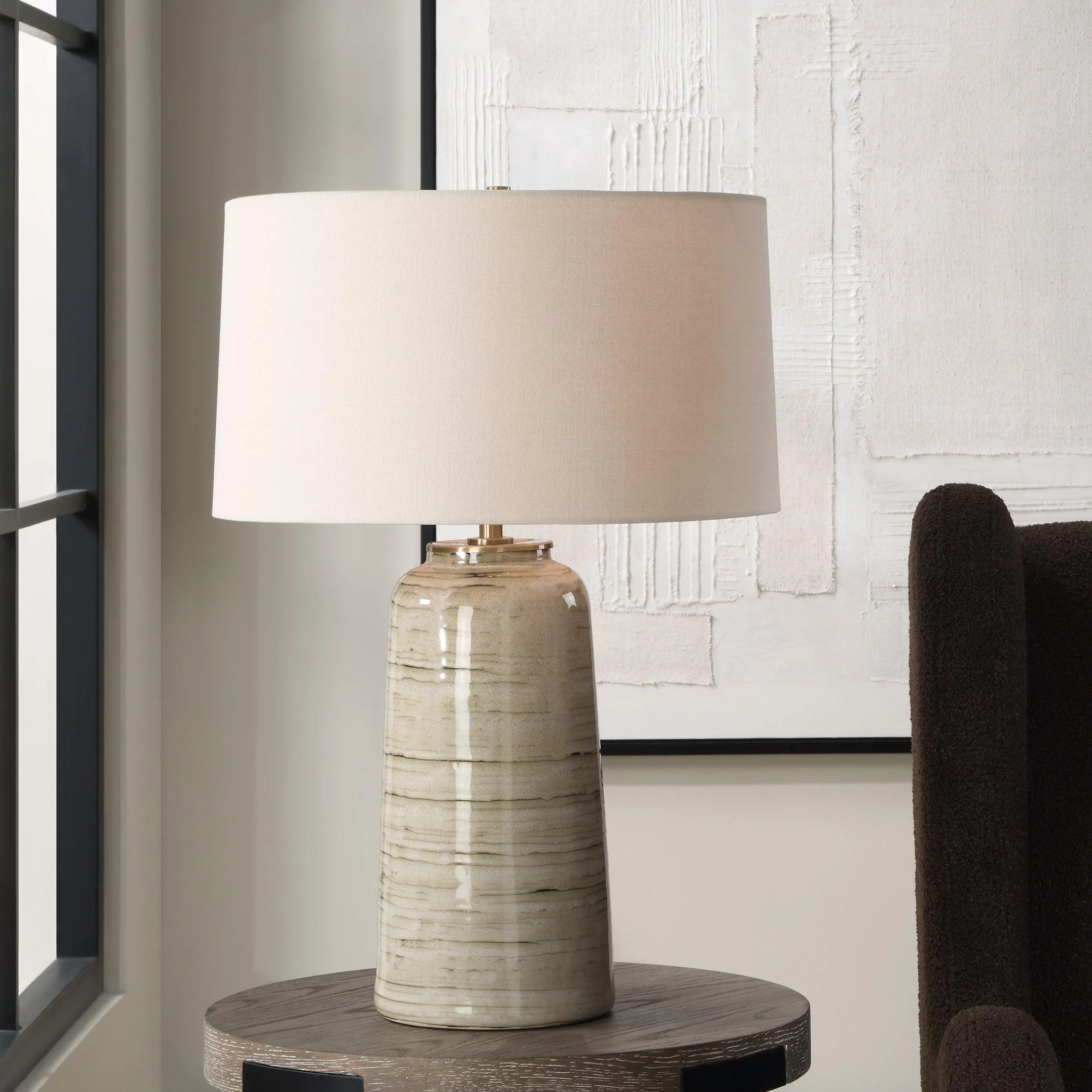 Strata Tan Glaze Table Lamp - Remutear