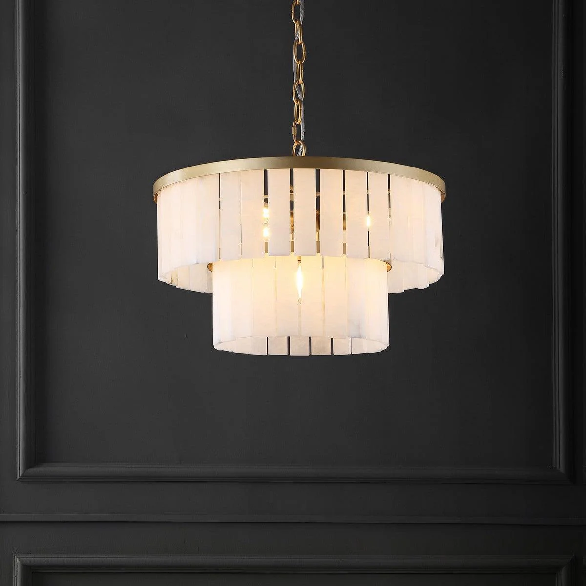 KIANDRA MARBLE 2 TIER CHANDELIER - Remutear