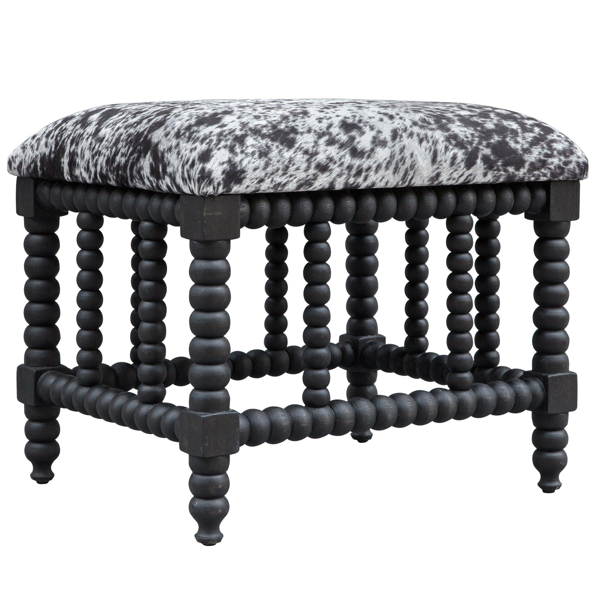 Rancho Faux Cow Hide Small Bench - Remutear