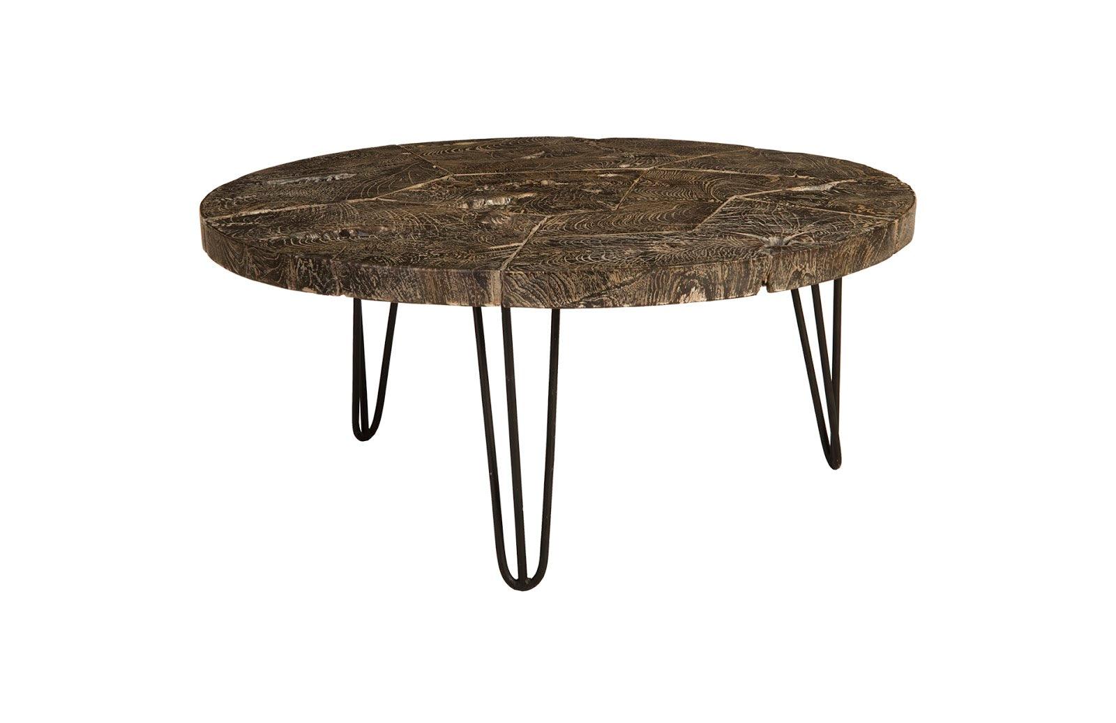 Driftwood Top Coffee Table, Black Wash - Remutear