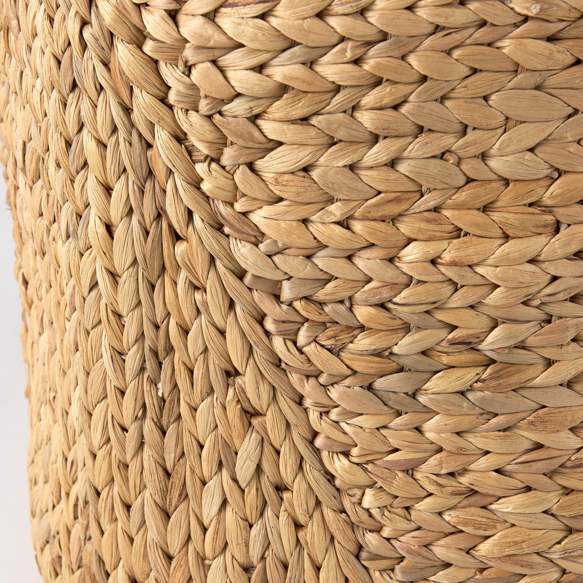 Sivan 19.7L x 19.7W x 23.6H (Set of 3) Light Brown Water Hyacinth Round Basket W/ Handles - Remutear