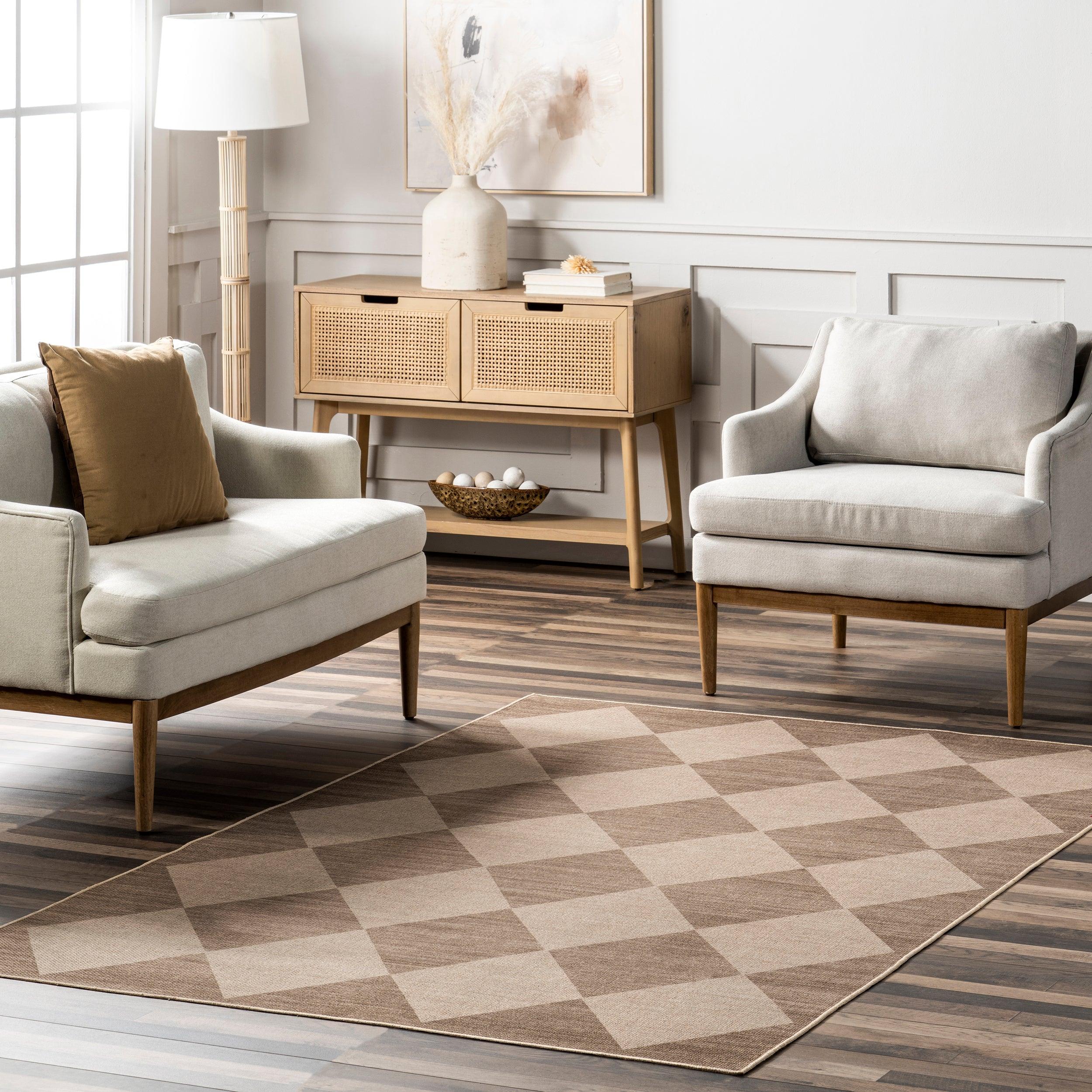 Abi Checkered Easy-Jute Machine Washable Area Rug - Remutear