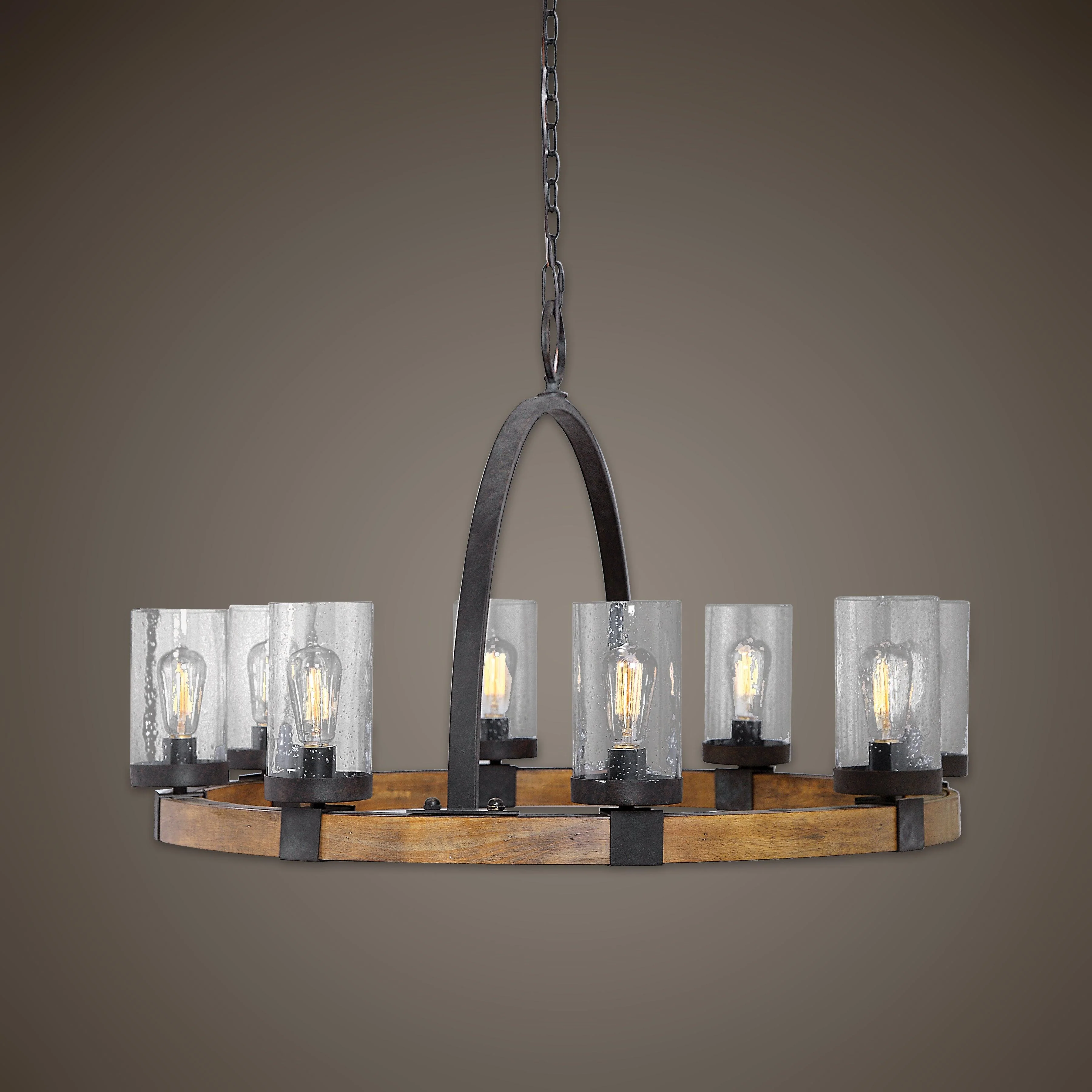 ATWOOD 8 LIGHT WAGON WHEEL PENDANT - Remutear
