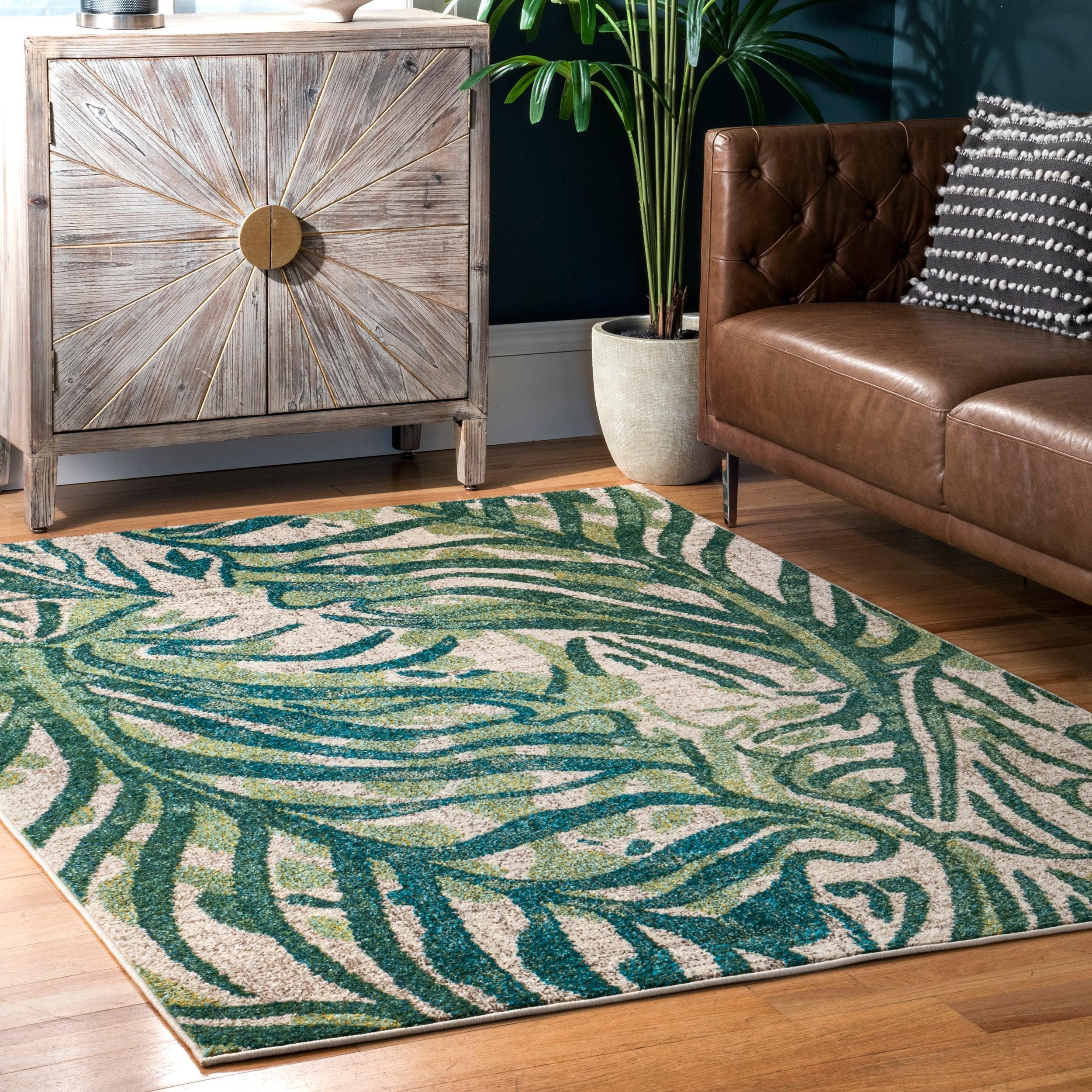 Cali Abstract Leaves Area Rug - Remutear