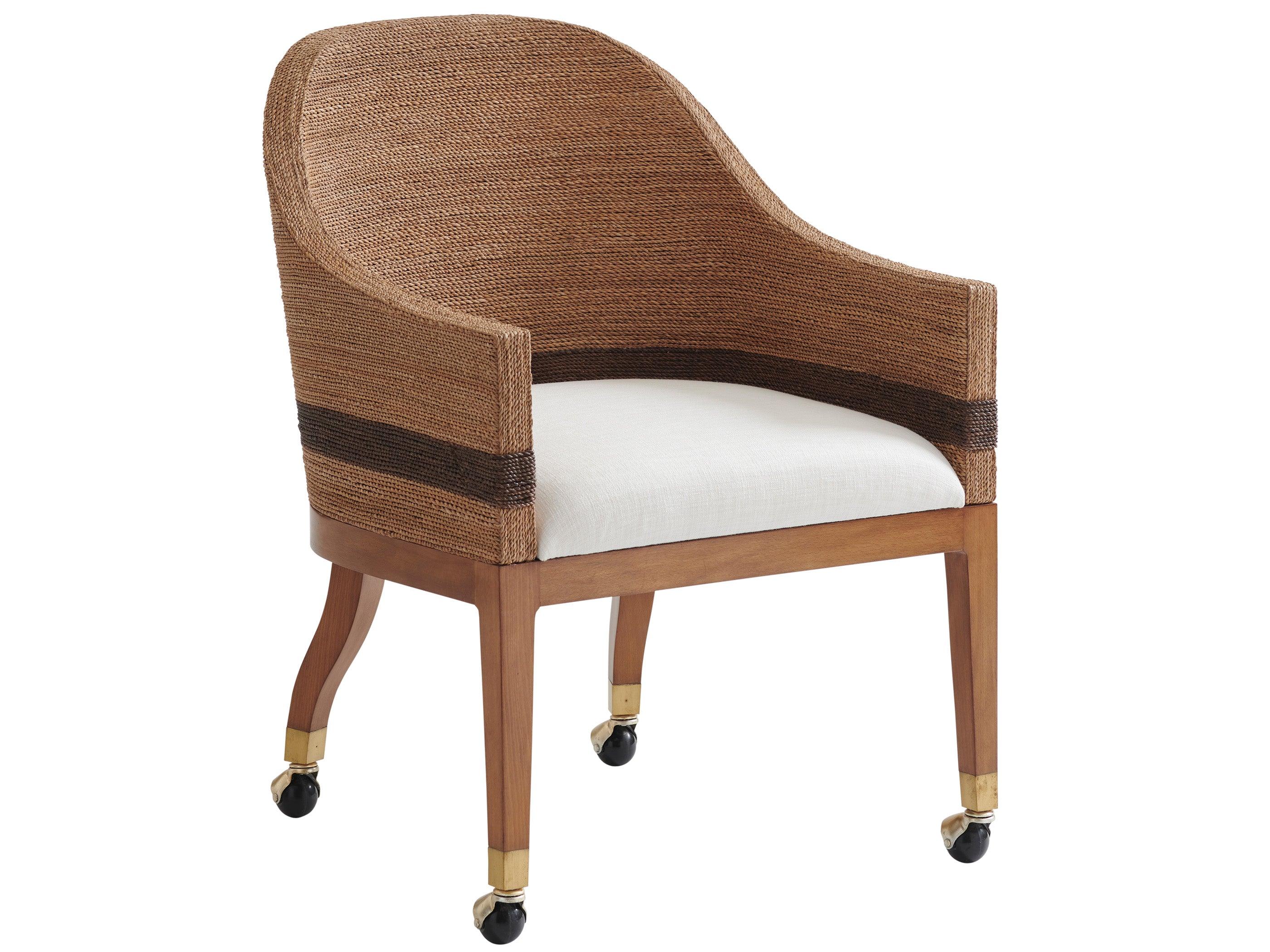 Palm Desert Dorian Woven Arm Chair With Casters - Remutear