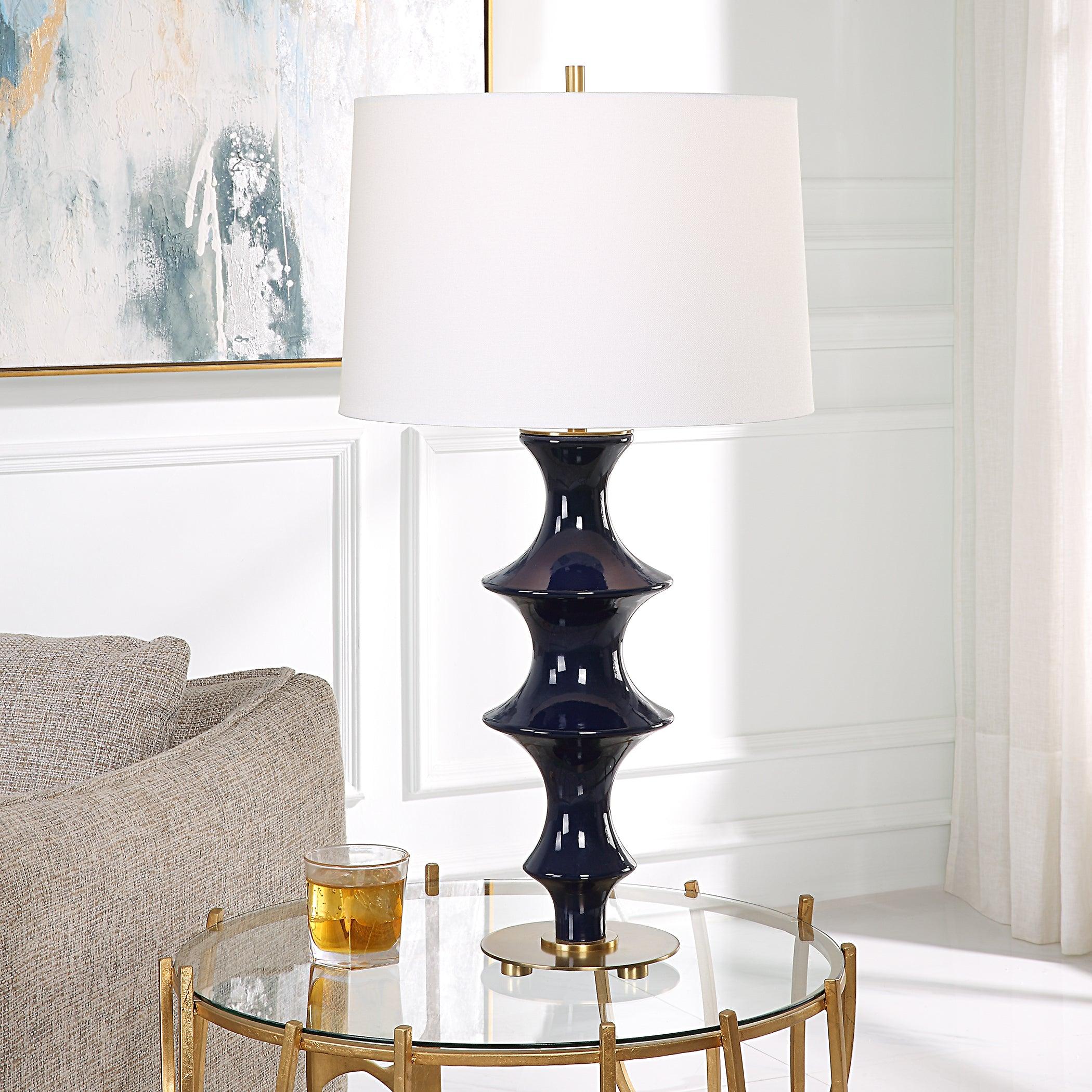 Coil Sculpted Blue Table Lamp - Remutear