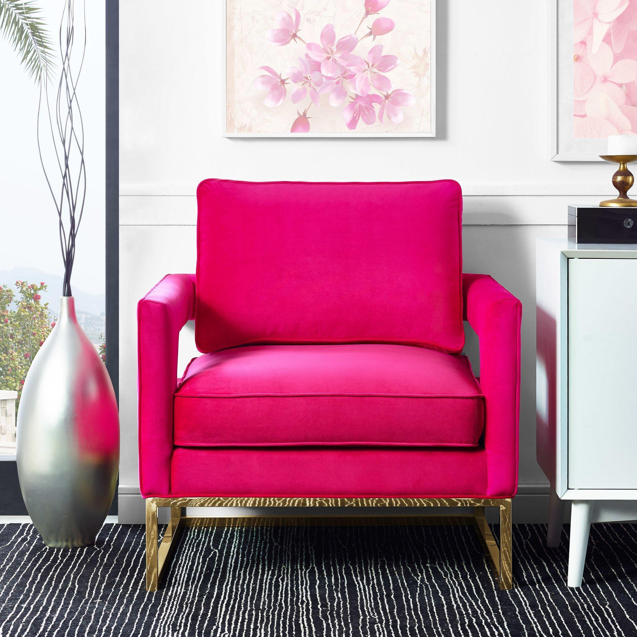 Avery Pink Velvet Chair With Polished Gold Base - Remutear