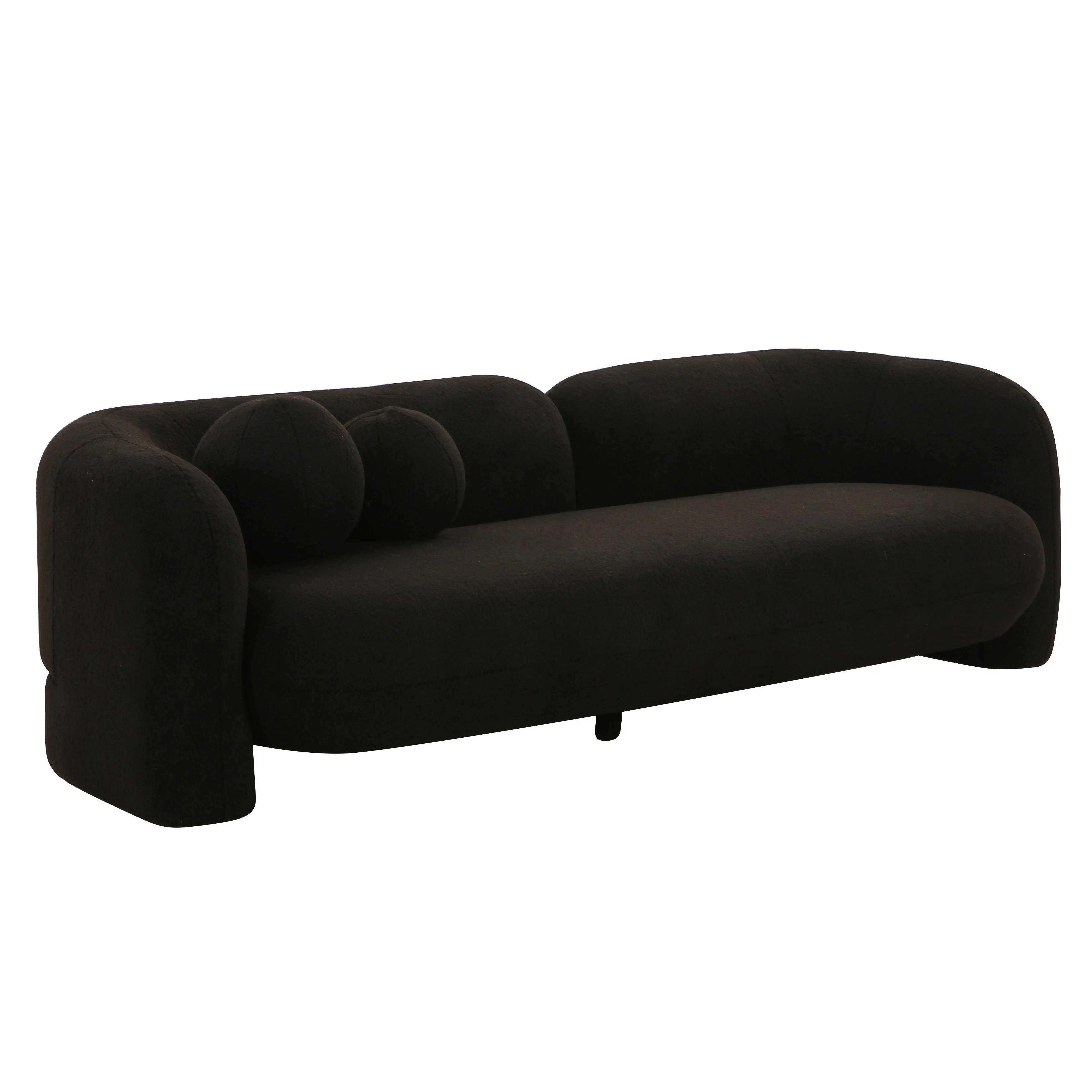 Amelie Black Faux Fur Sofa - Remutear