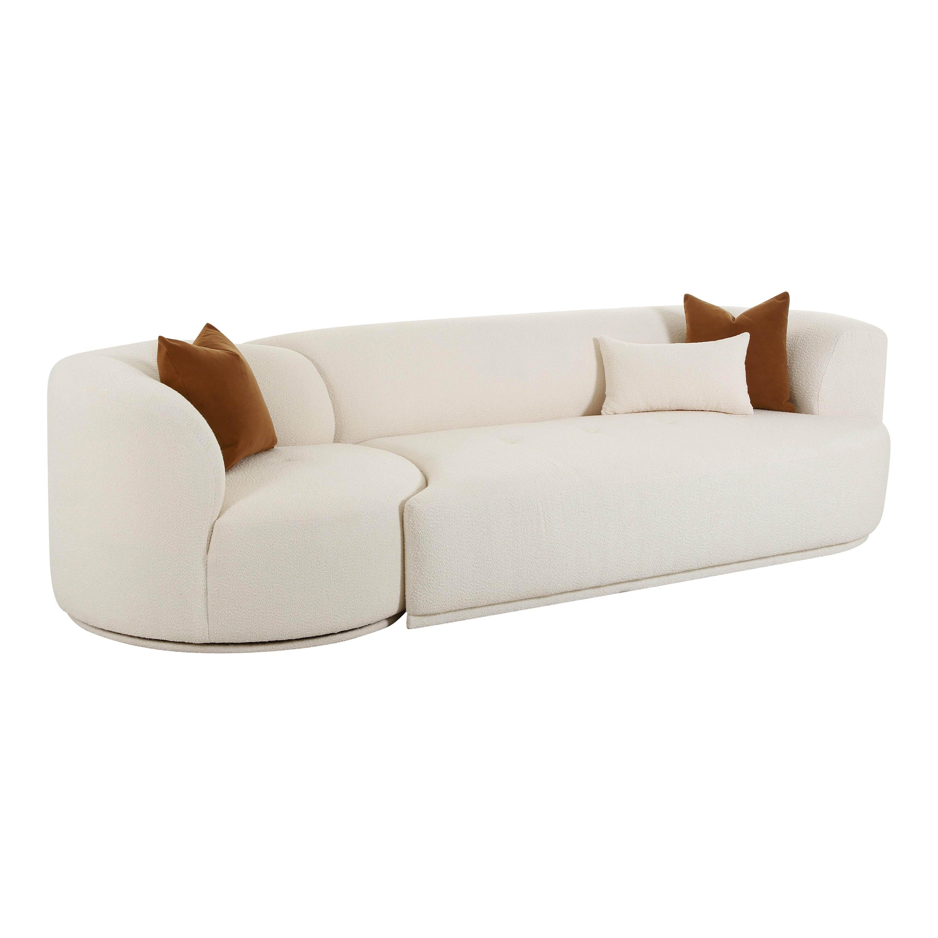 Fickle Cream Boucle 2-Piece Modular RAF Sofa - Remutear