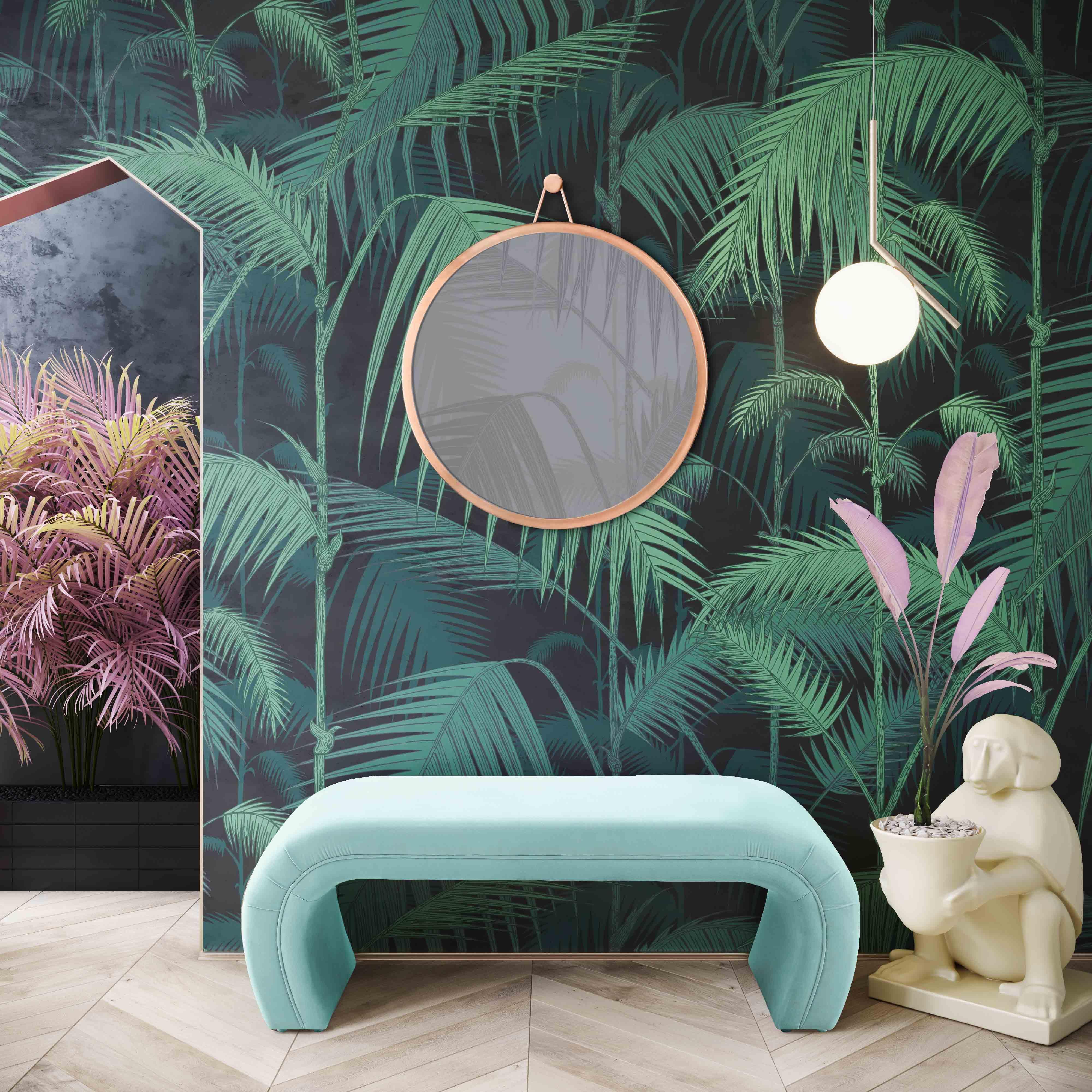 Kenya Bright Blue Velvet Bench - Remutear