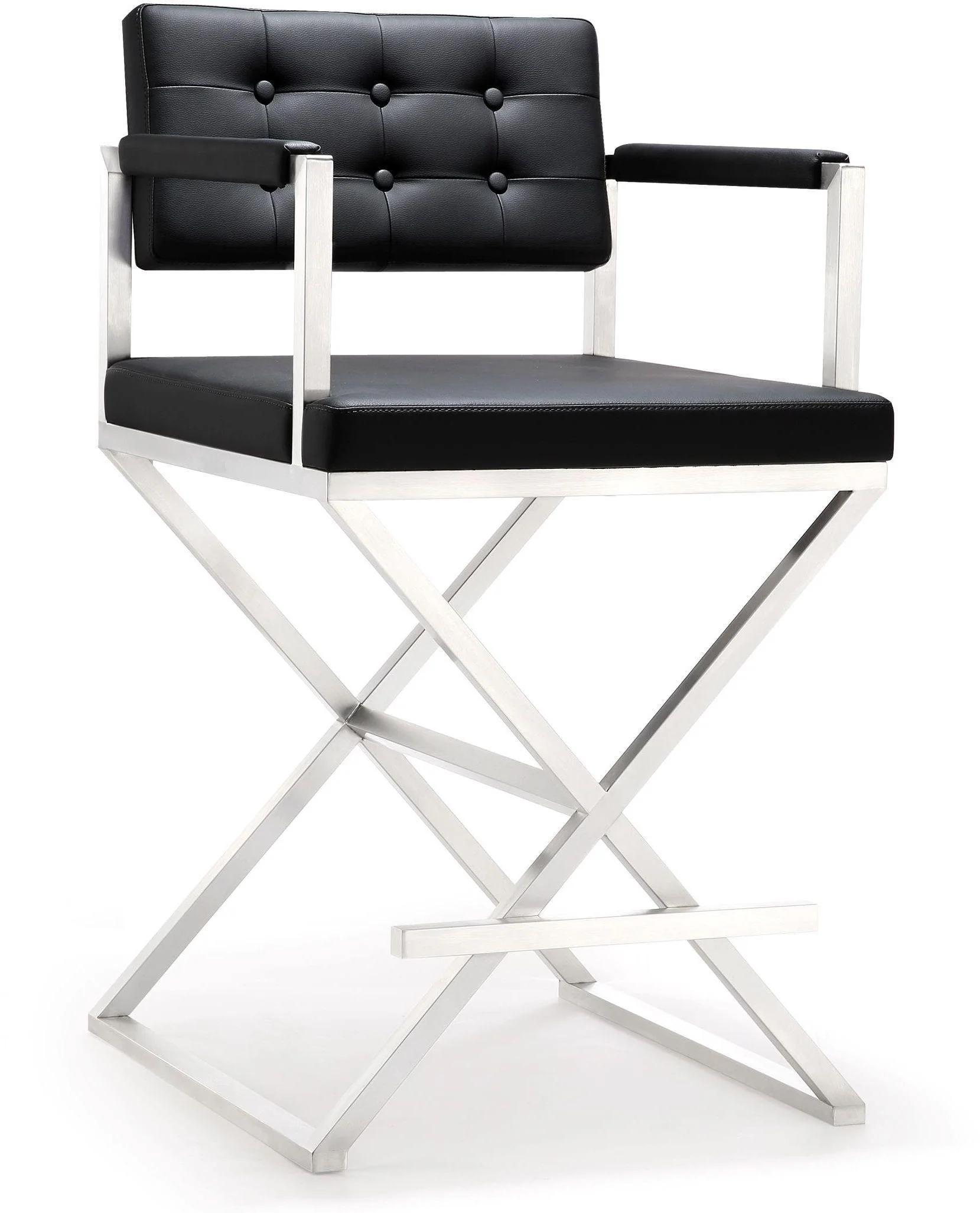 Director Black Stainless Steel Counter Stool - Remutear