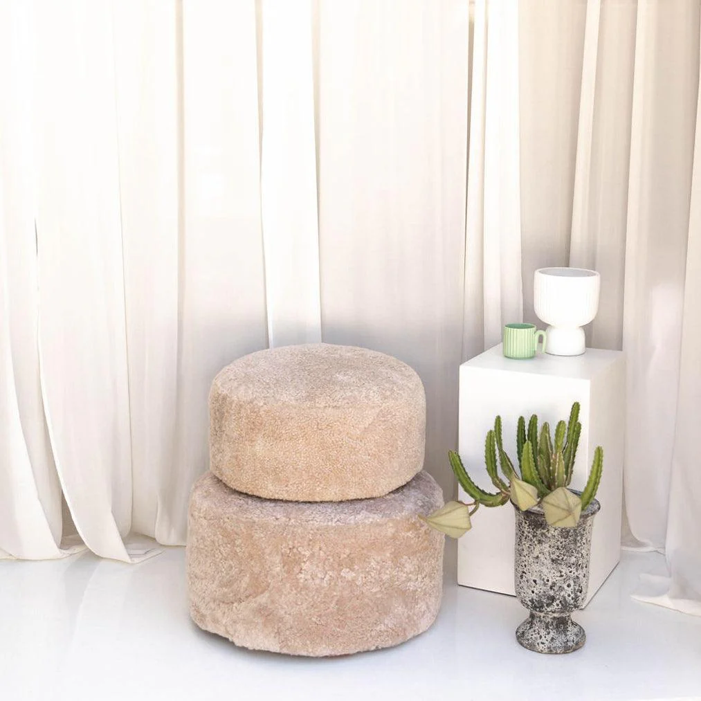 Shorn Curly Sheepskin Ottoman - Remutear