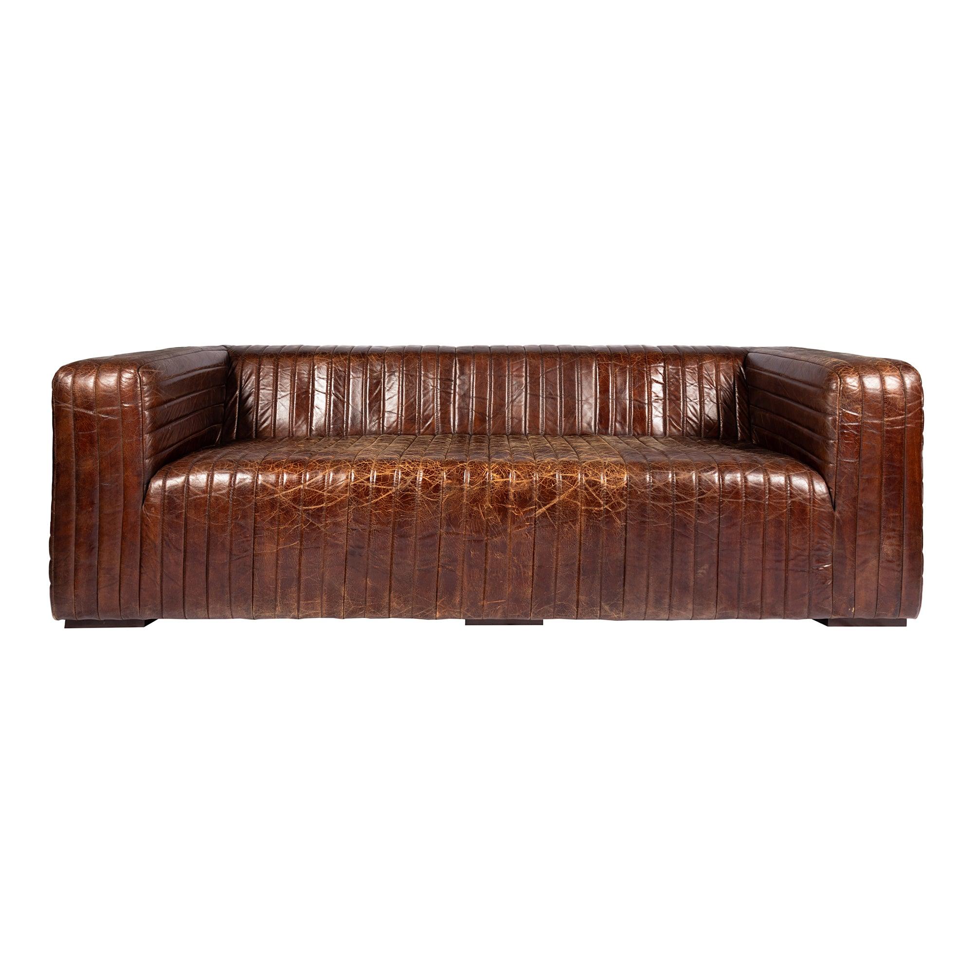 Castle Sofa Dark Brown Leather - Remutear
