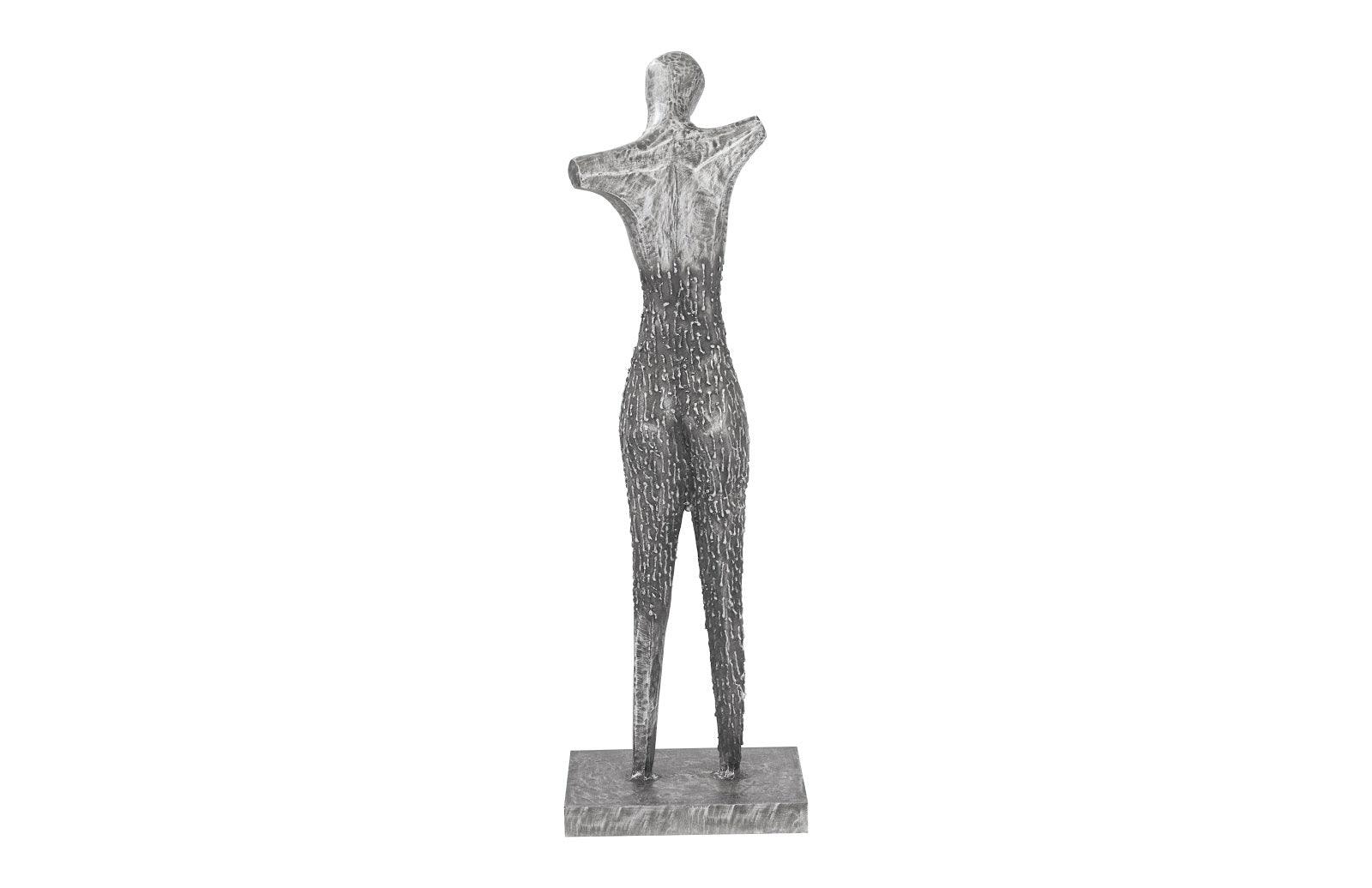 Abstract Female Sculpture on Stand, Black/Silver, Aluminum - Remutear