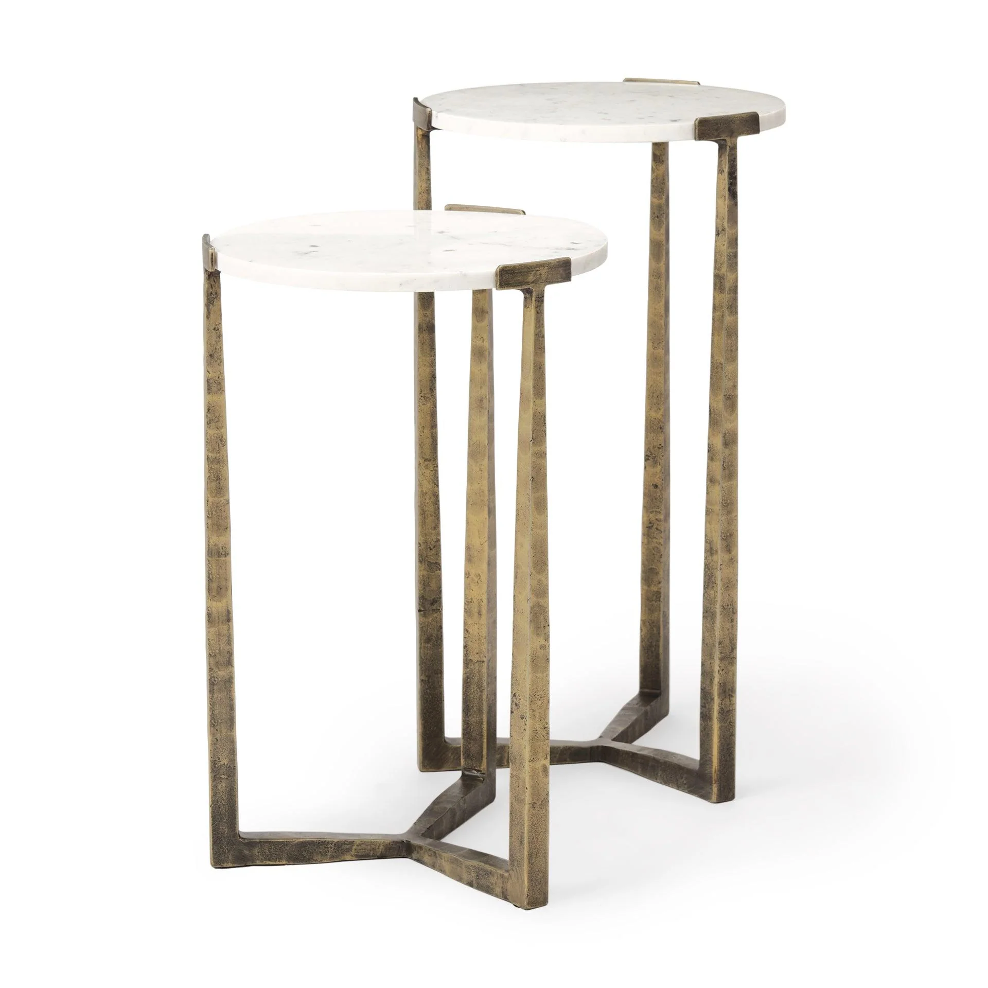 Atticus Marble and Antiqued Gold Metal Nesting Accent Tables (Set of 2) - Remutear