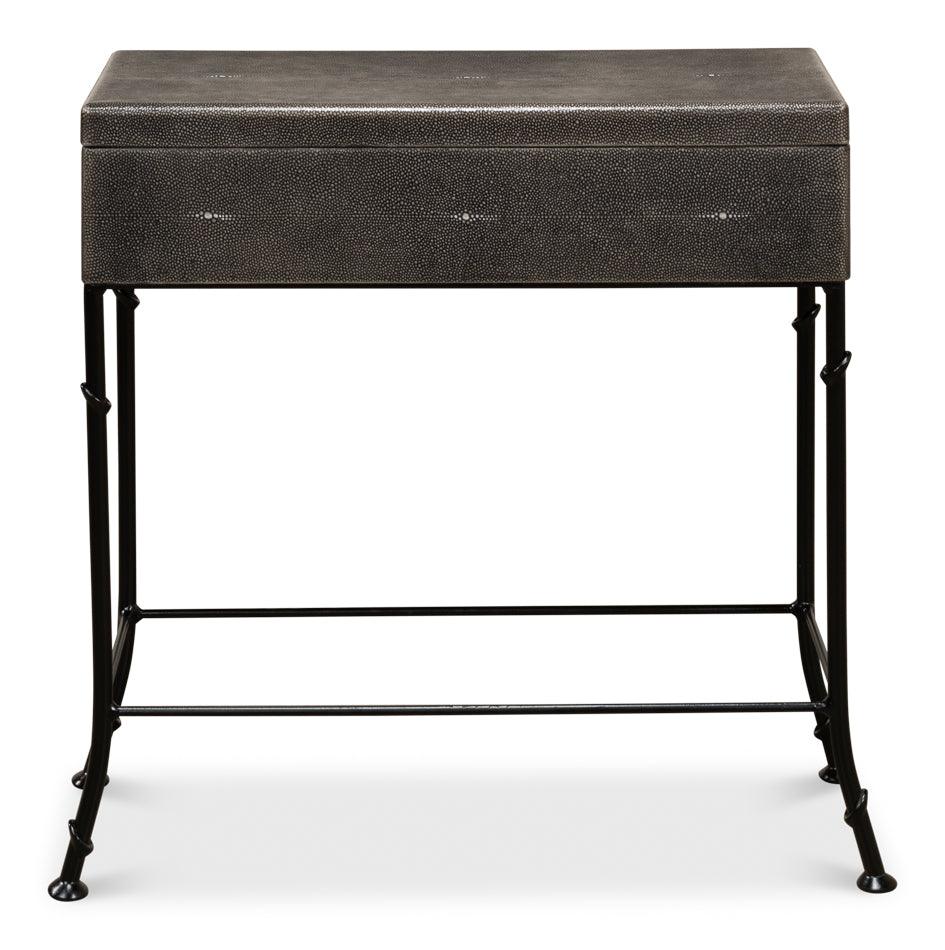 Grey Leather Shagreen Box On Stand - Remutear