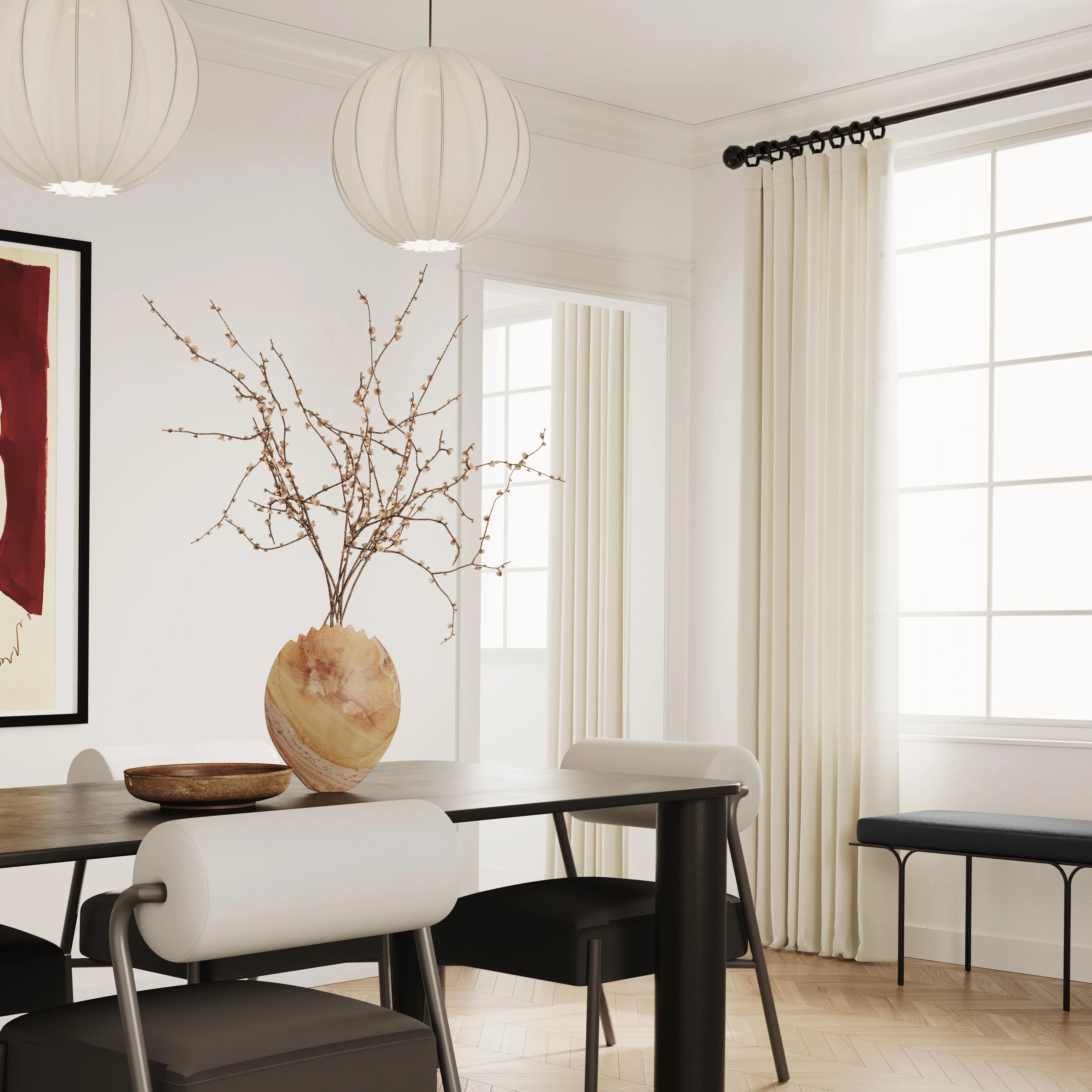Akola Black Oak Rectangular Dining Table - Remutear