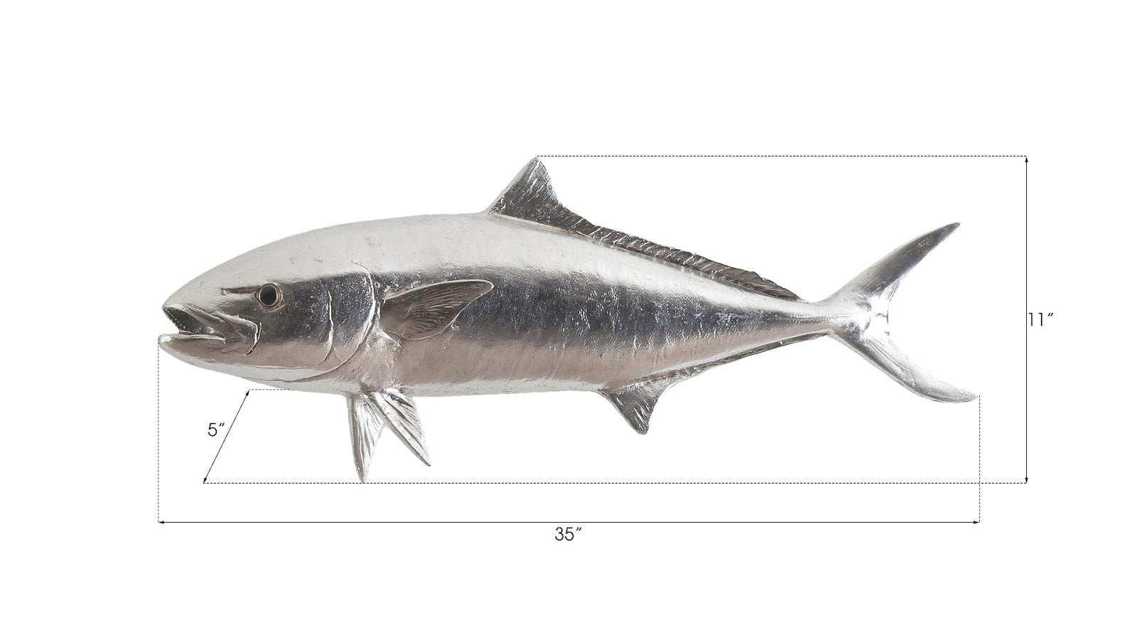 Yellow Tailed King Fish Wall Sculpture, Resin, Silver Leaf - Remutear