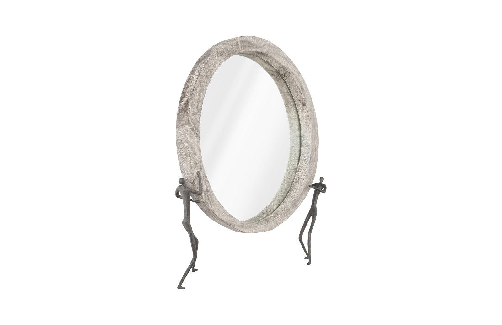 Atlas Mirror, Chamcha Wood, Gray Stone Finish, Metal - Remutear