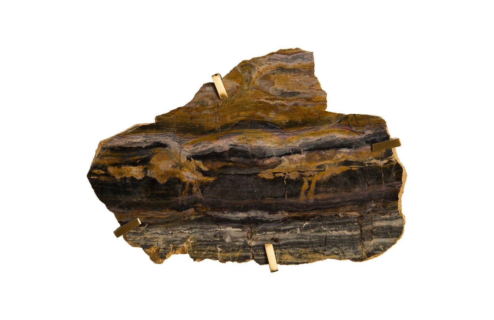 Gem Wall Tile in Brass Setting, Earth Marble - Remutear