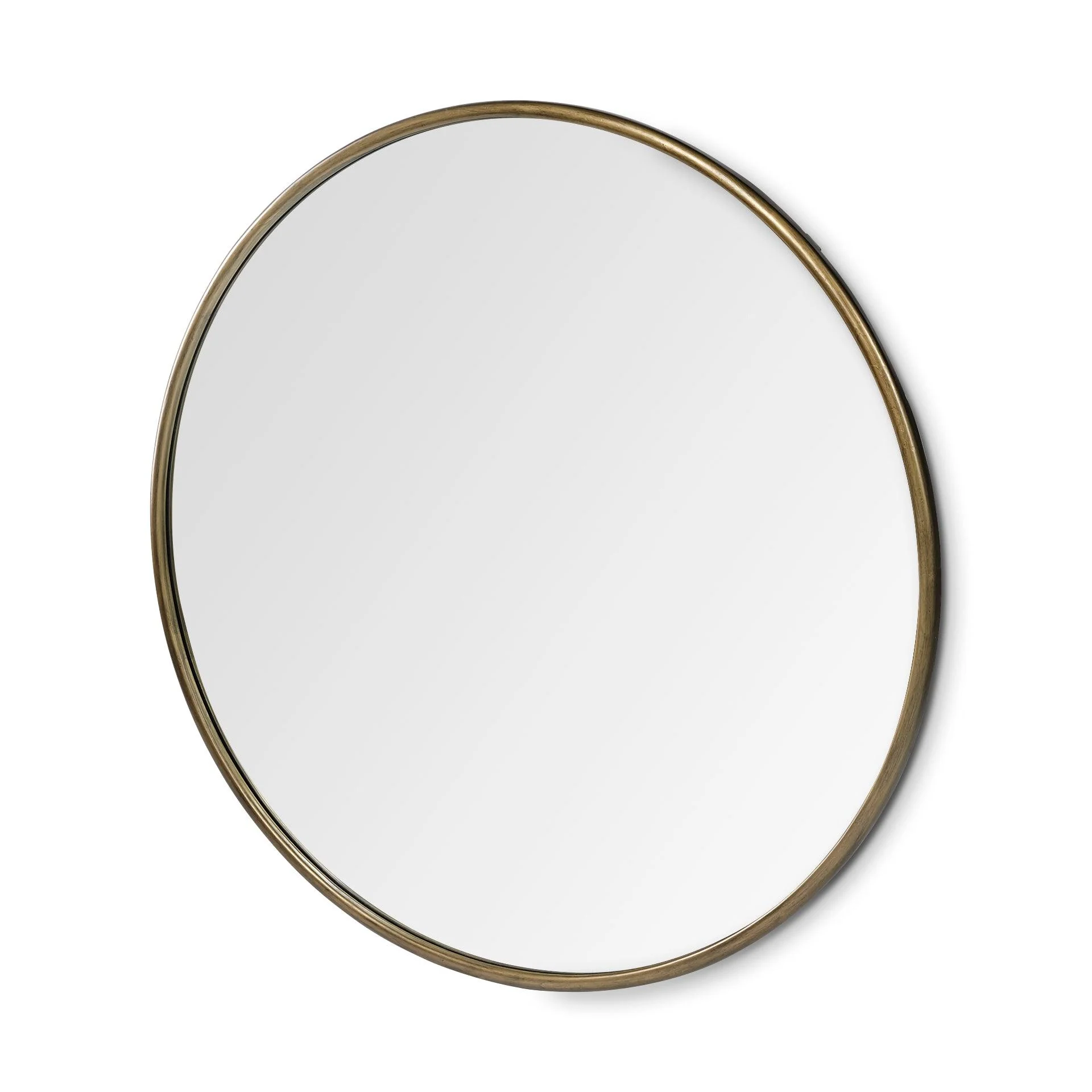 Piper 47.2L x 1.0W x 47.2H Large Gold Metal Round Wall Mirror - Remutear