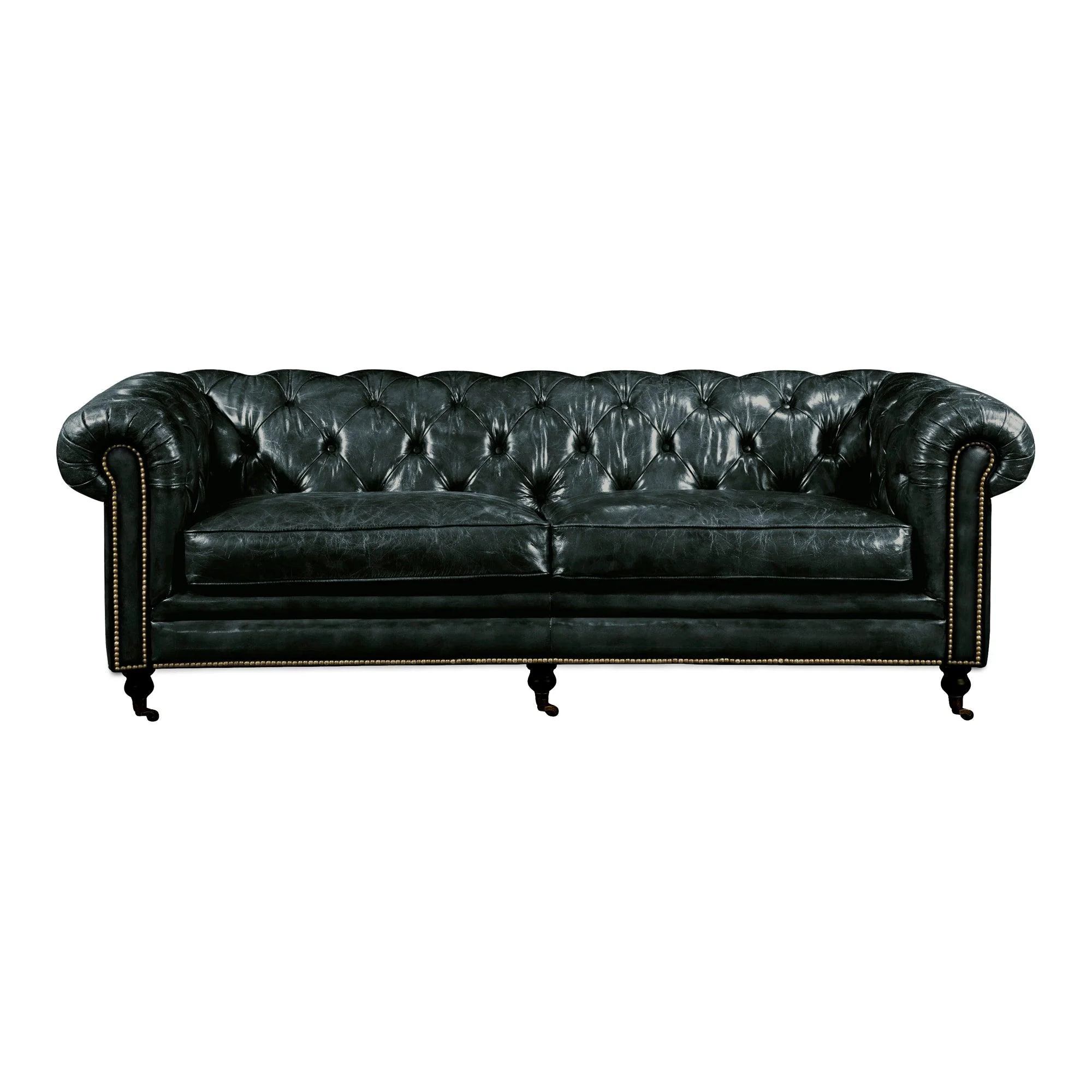 Birmingham Sofa Onyx Black Leather - Remutear