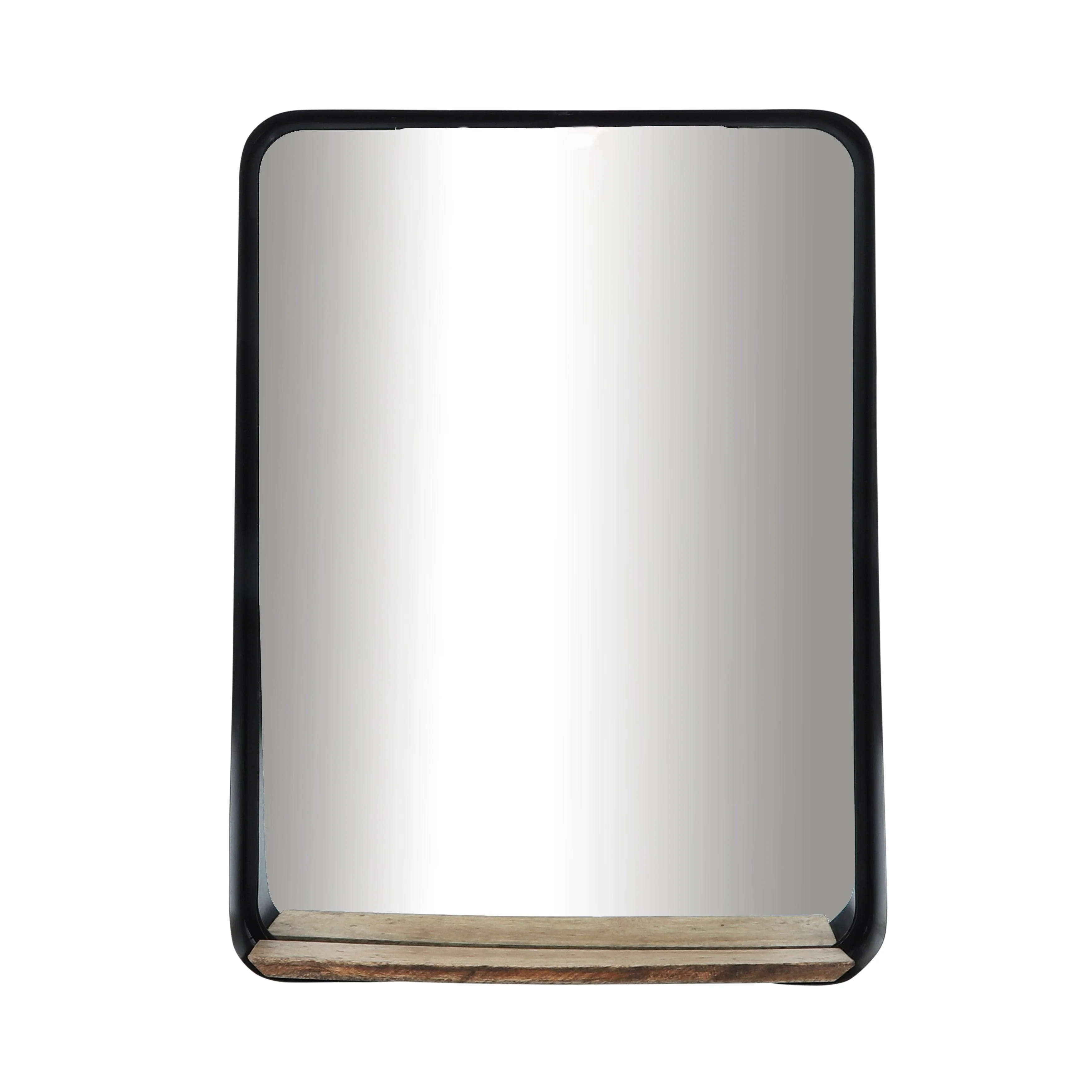 Metal, 22x30 Mirror W/ Shelf, Black/brown - Remutear