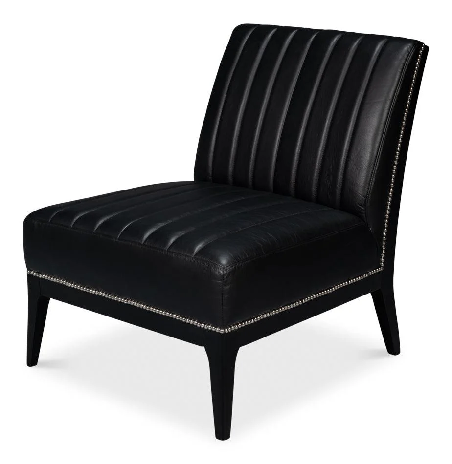 Agave Slipper Chair Distilled Lthr - Blk - Remutear