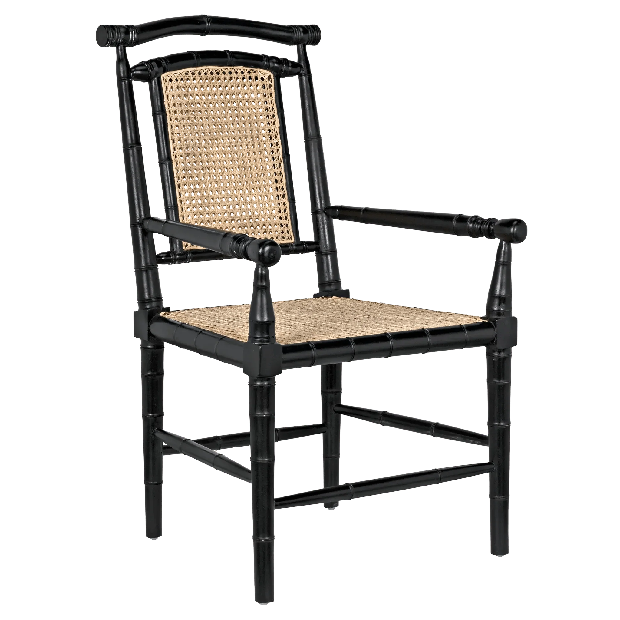 Colonial Bamboo Arm Chair, Hand Rubbed Black - Remutear