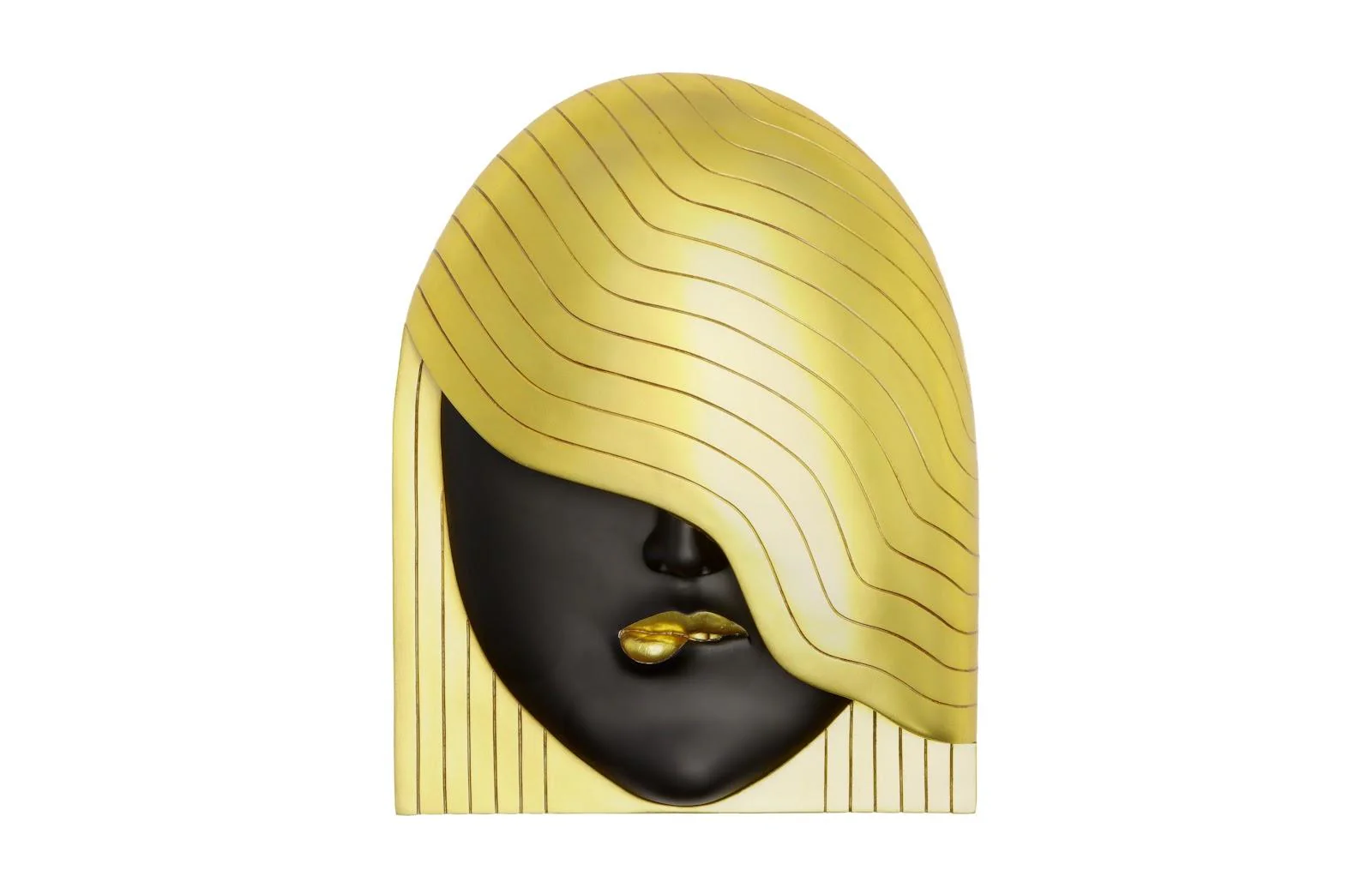 Fashion Faces Wall Art, Large, Her Left Wave, Black and Gold - Remutear
