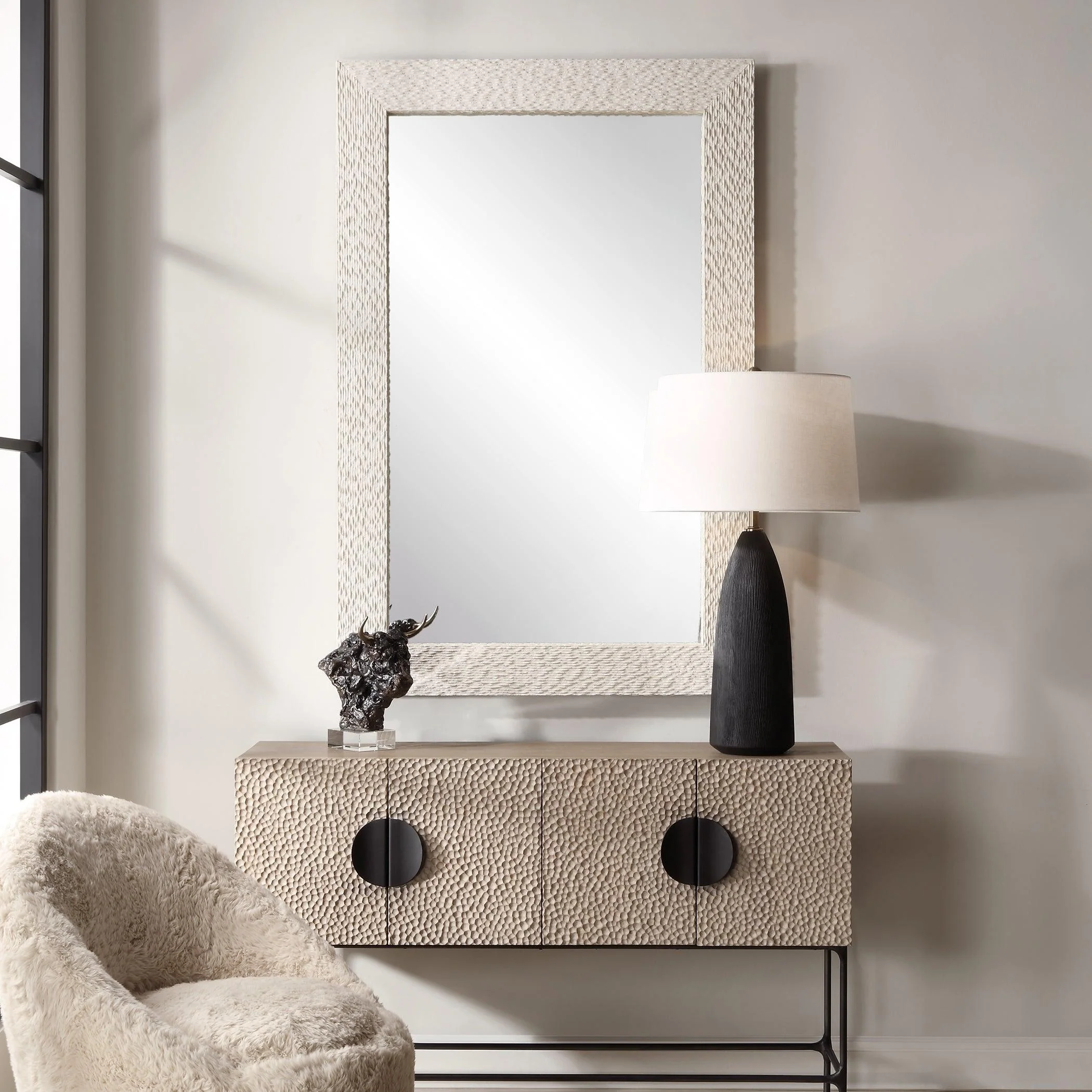 Everett Ivory Stone Mirror - Remutear