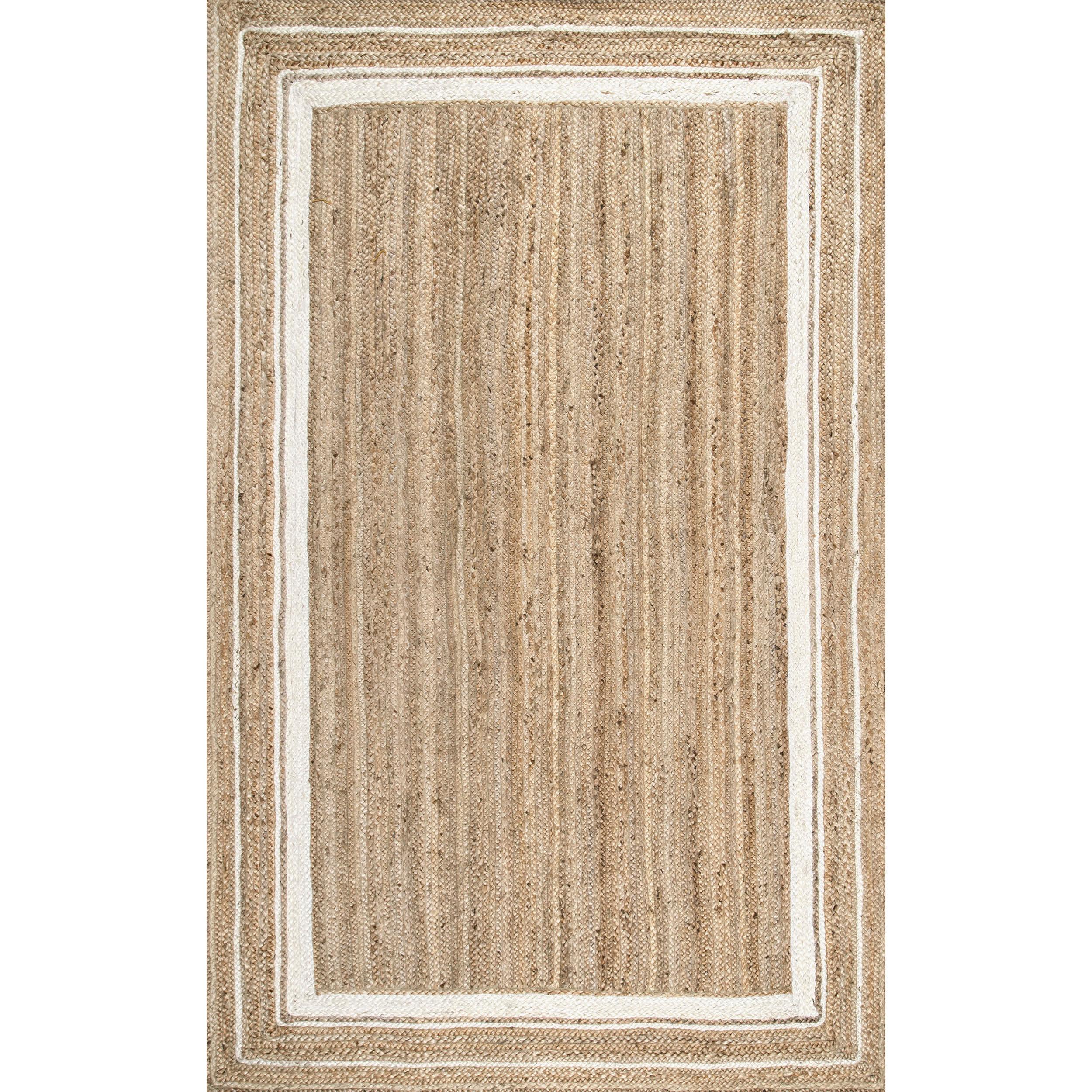 Braided Rikki Border Jute Area Rug - Remutear