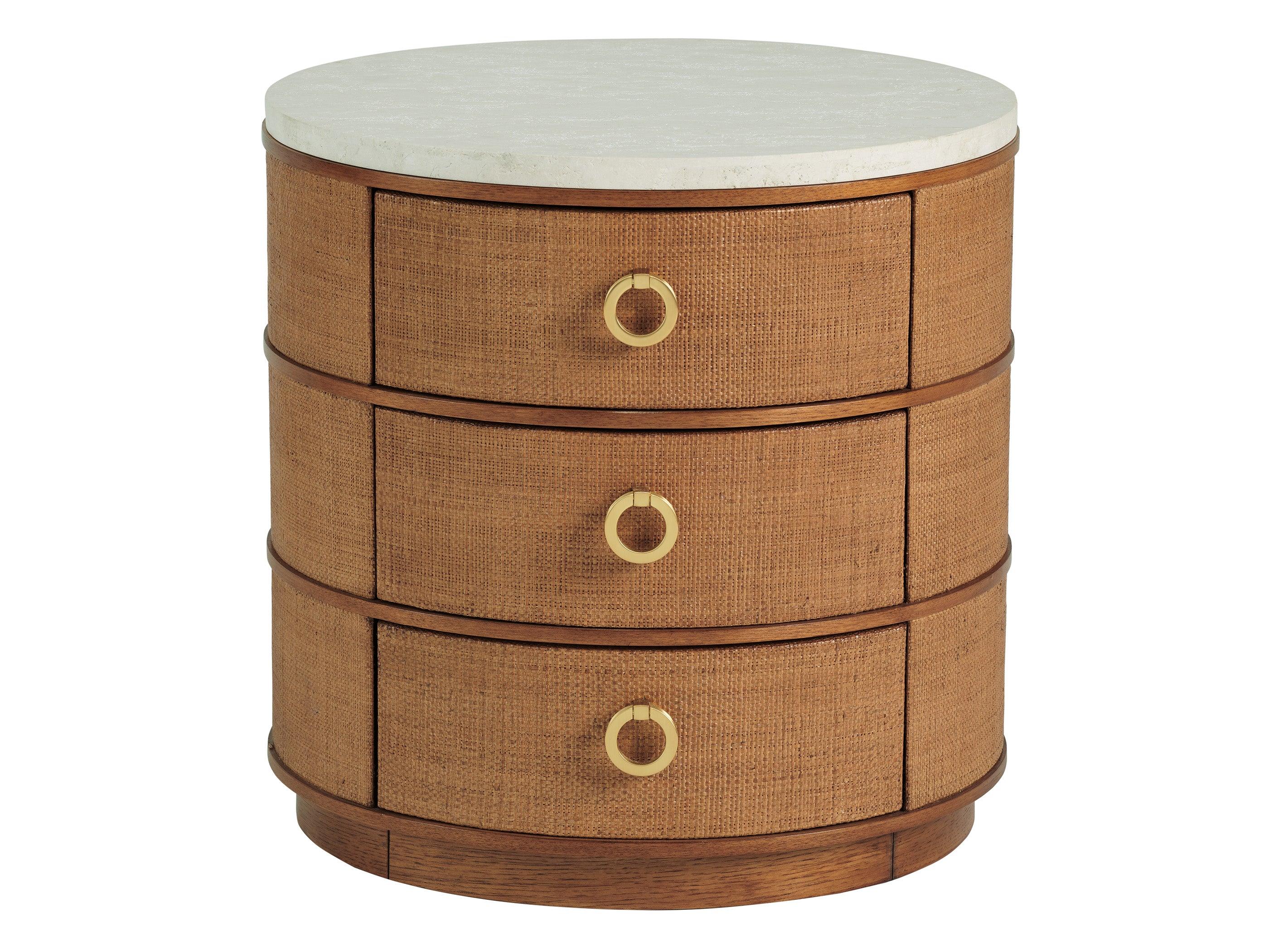 Palm Desert Banning Raffia Round Lamp Table - Remutear