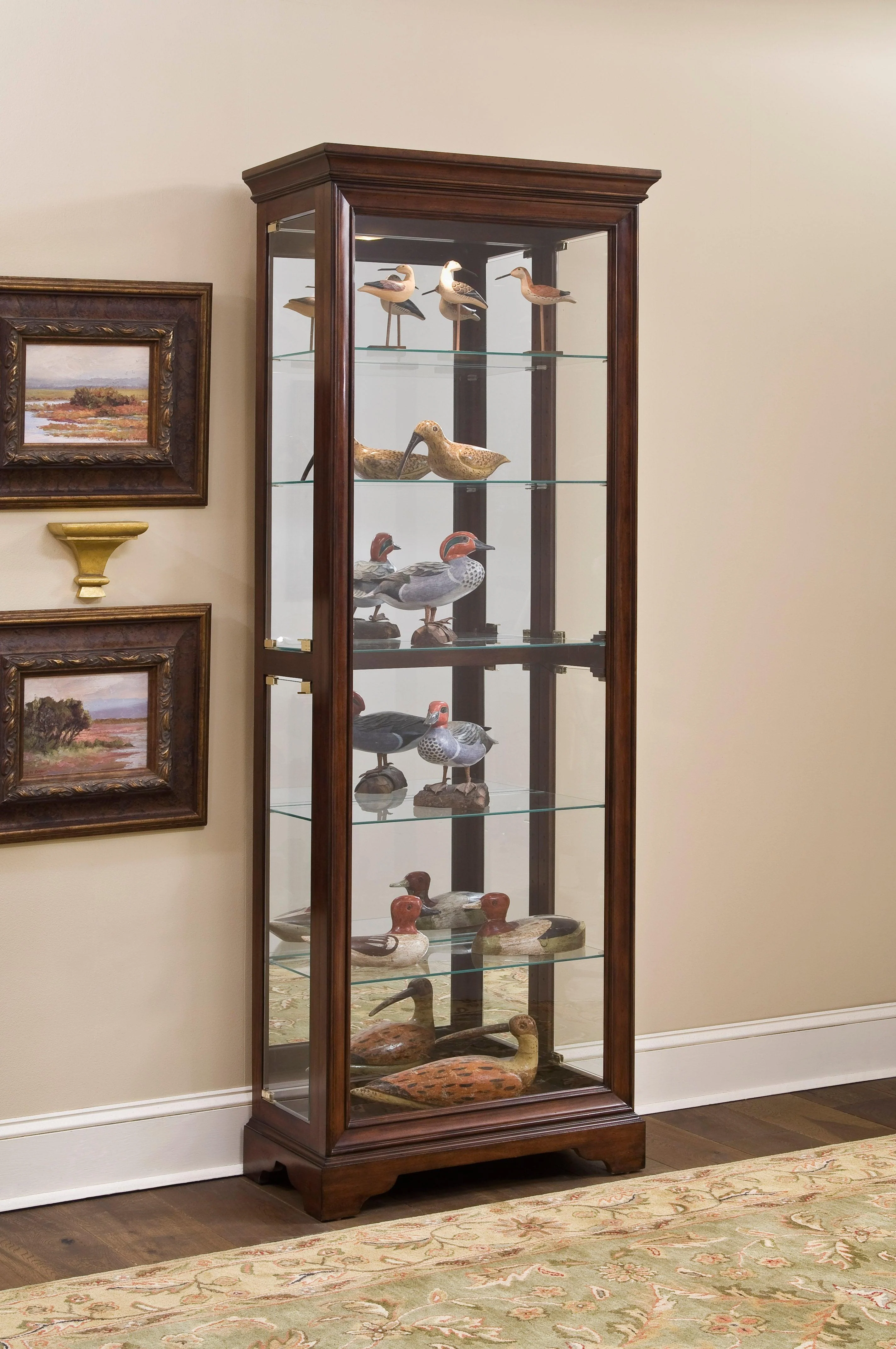 Mirrored 5 Shelf Gallery Curio Cabinet - Remutear