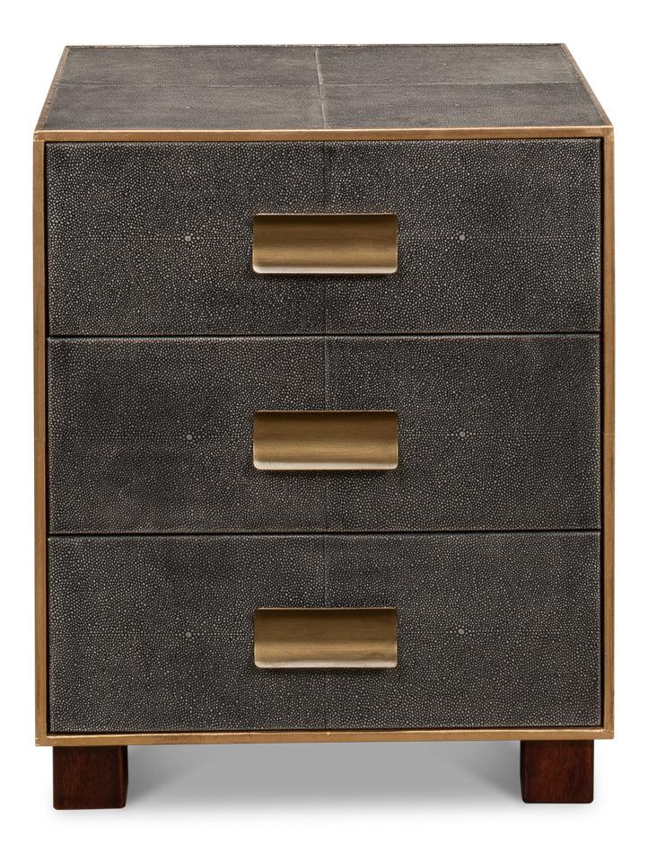 Gideon Shagreen 3 Drawer Side Table - Gry - Remutear