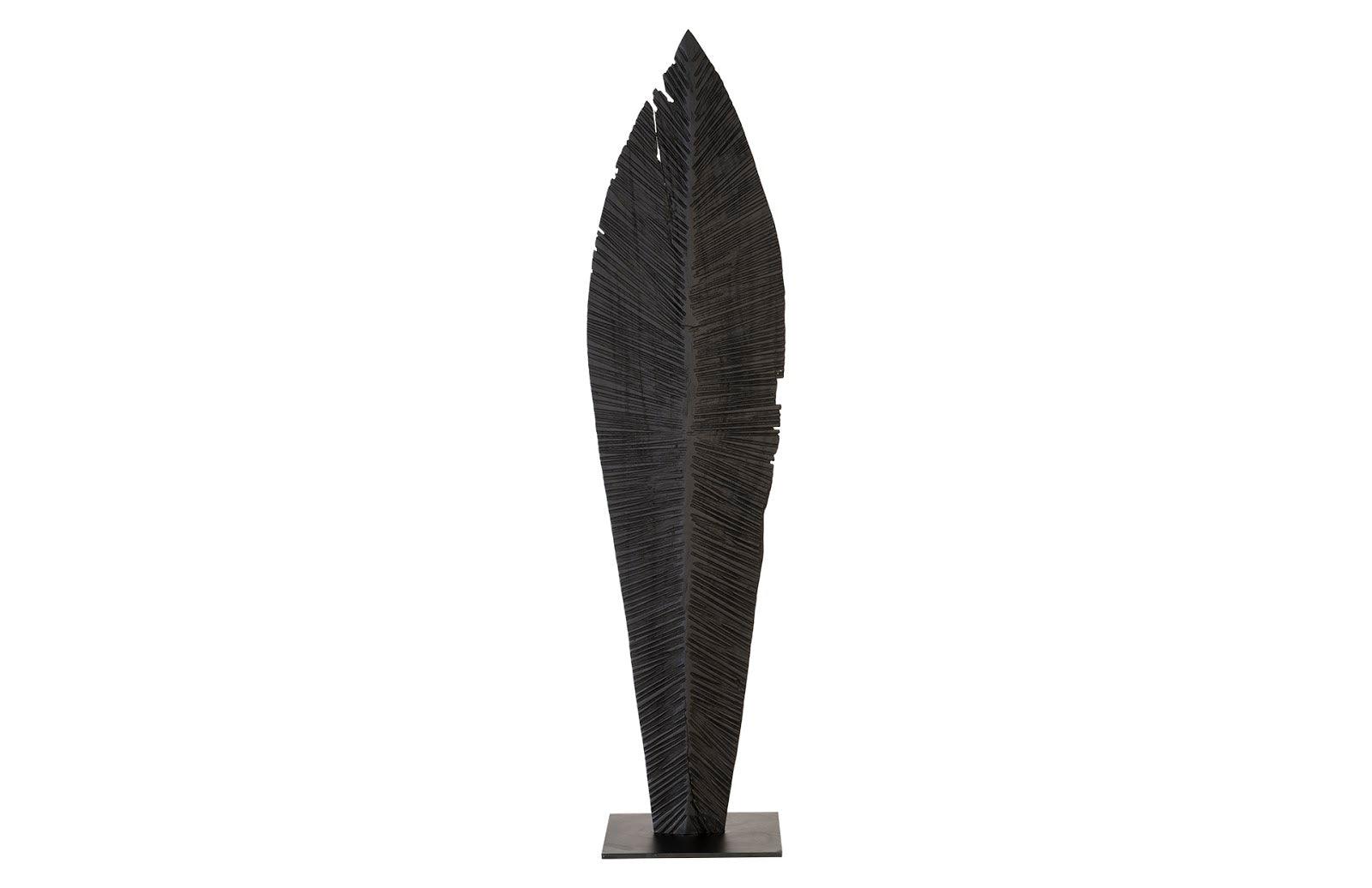 Carved Leaf on Stand, Burnt, LG - Remutear