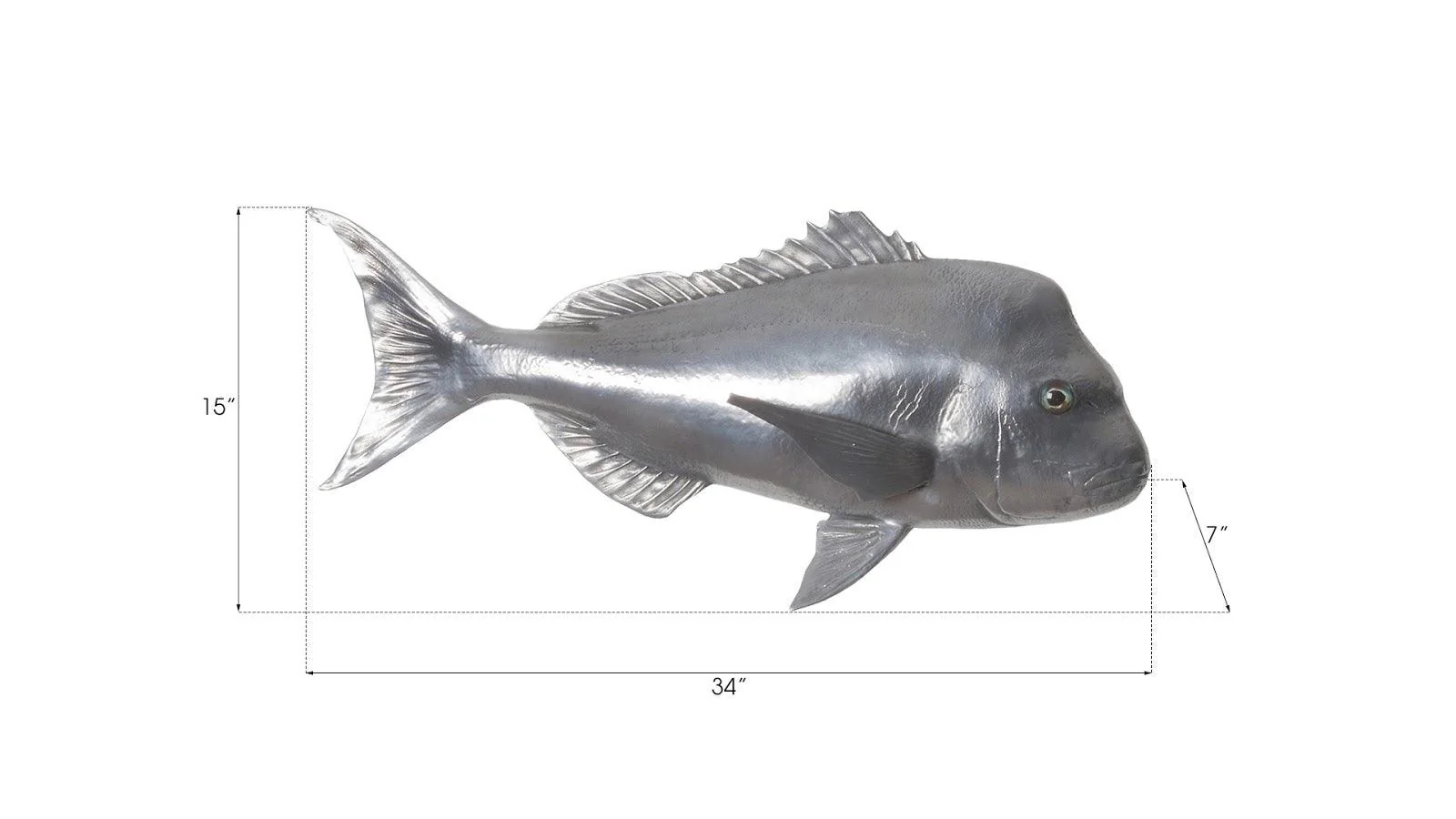 Australian Snapper Fish Wall Sculpture, Resin, Polished Aluminum Finish - Remutear