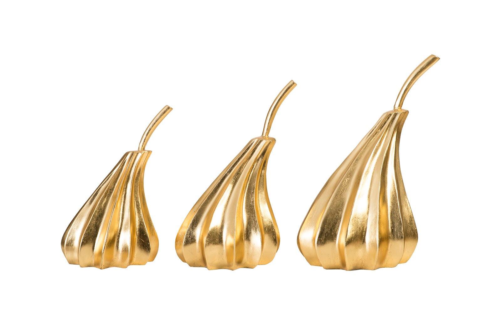 Hand Dipped Pears Set of 3, Gold Leaf - Remutear