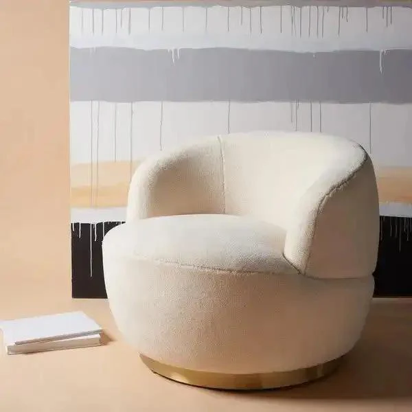 FLYNN FAUX LAMB WOOL SWIVEL CHAIR - Remutear