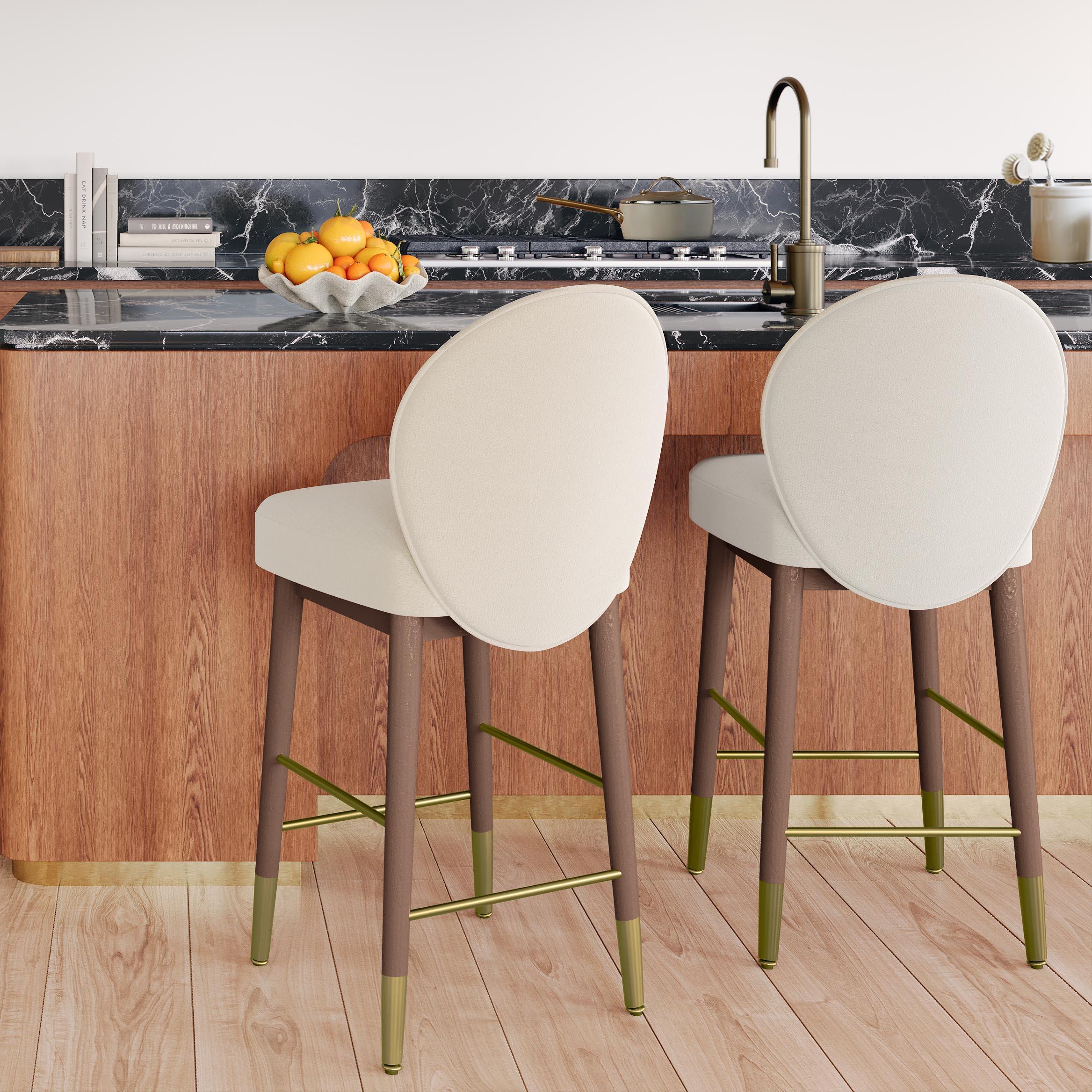 Hailey Cream Velvet Barstool - Remutear