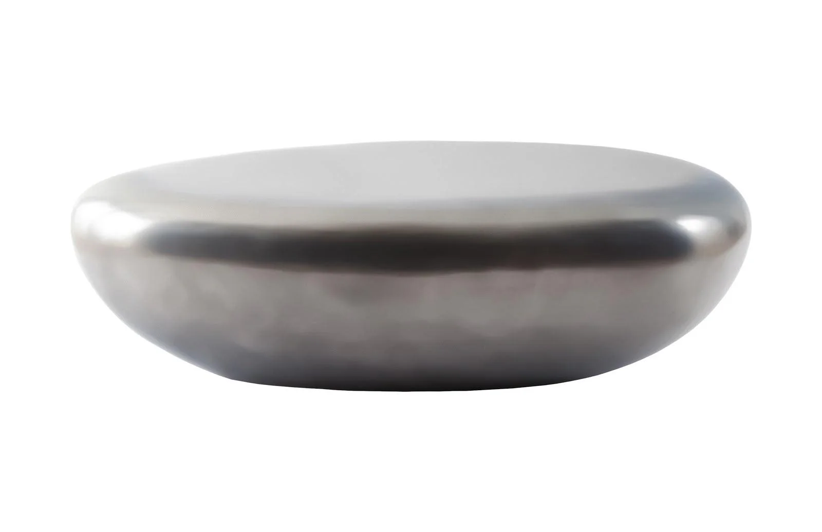 River Stone Coffee Table, Large, Resin, Polished Aluminum Finish - Remutear