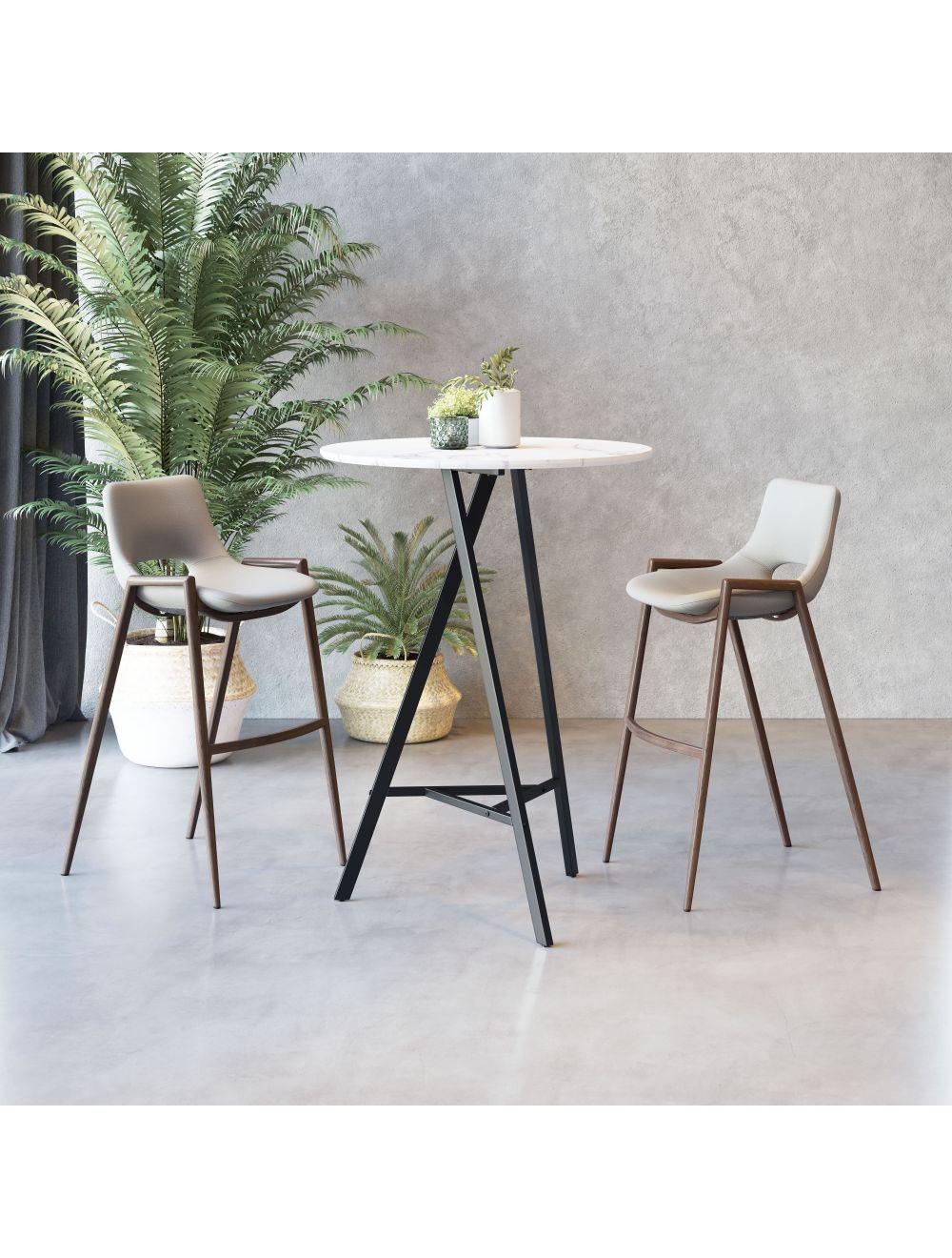 Desi Bar Chair (Set of 2) Beige & Walnut - Remutear