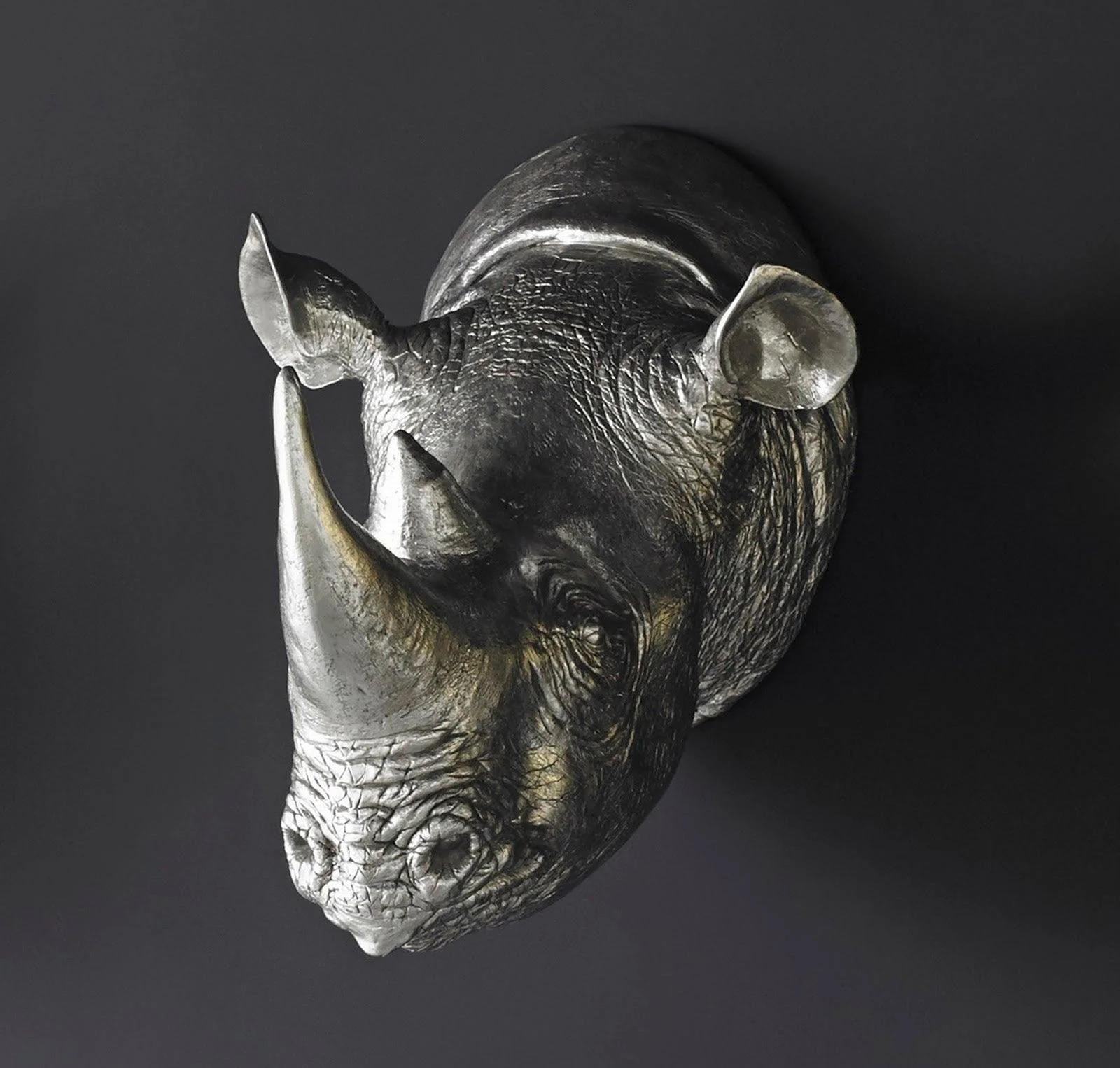 Rhino Wall Art, Resin, Silver Leaf - Remutear