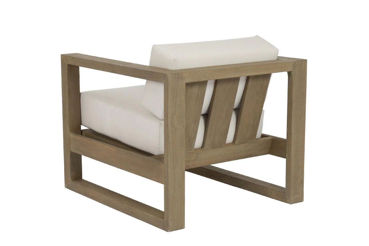 Coastal Teak Club Chair in Canvas Canvas, No Welt - Remutear