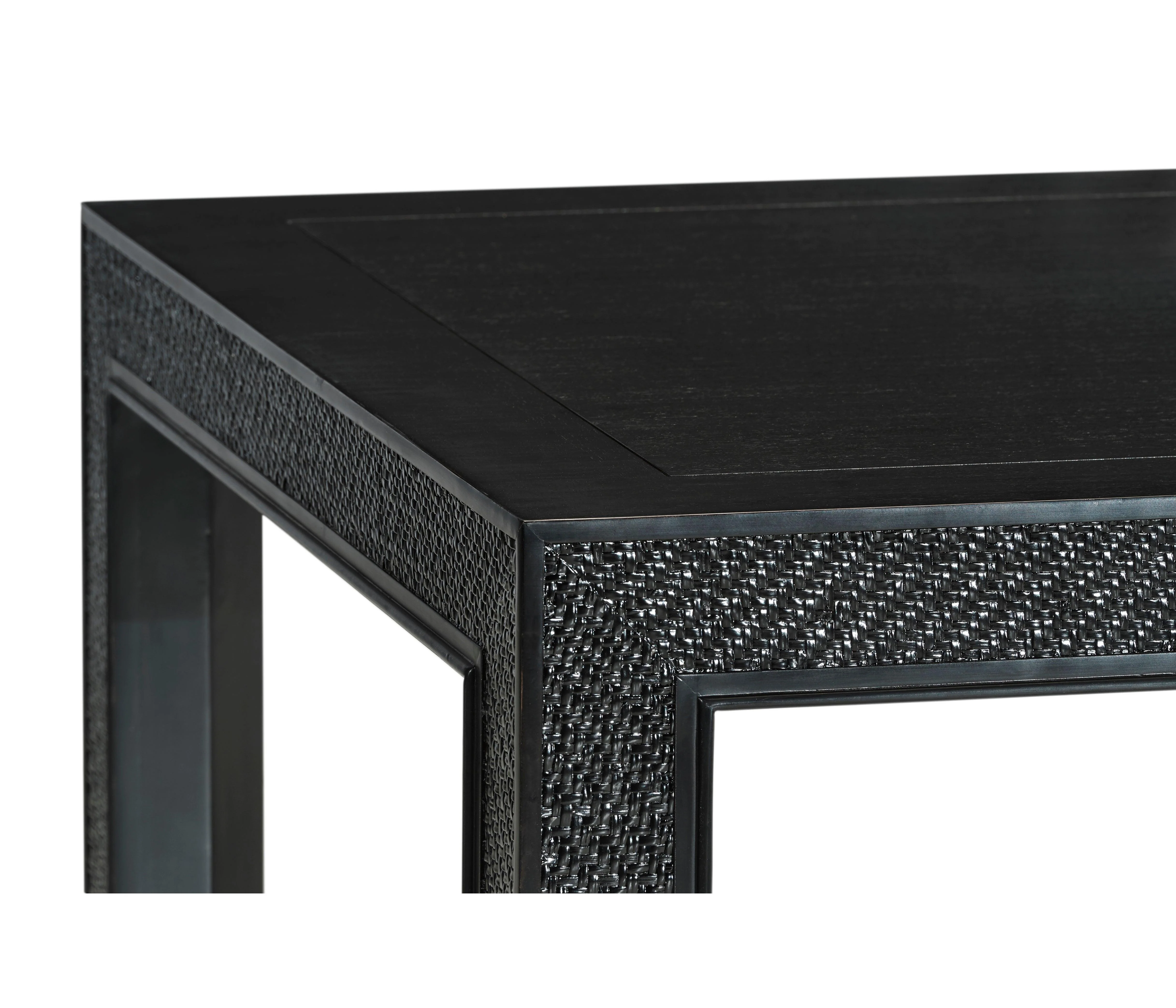 Traditional Accents Ebonized & Rattan Parson Table - Remutear