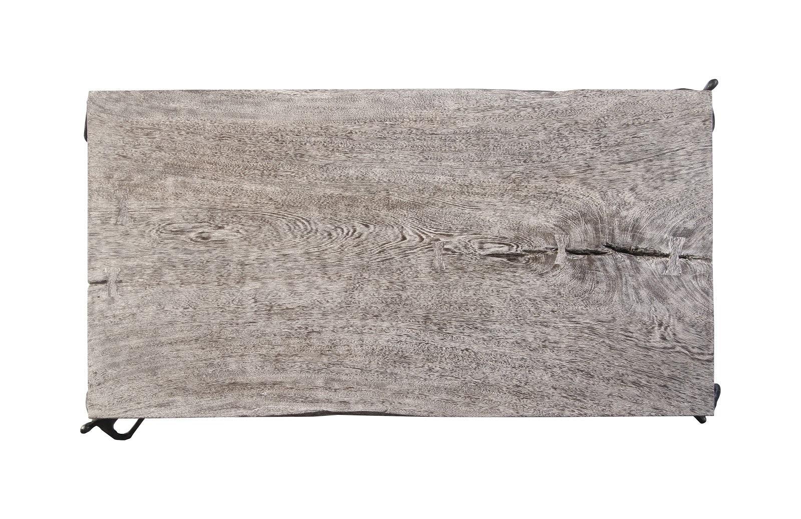 Atlas Coffee Table, Chamcha Wood, Gray Stone Finish, Metal - Remutear