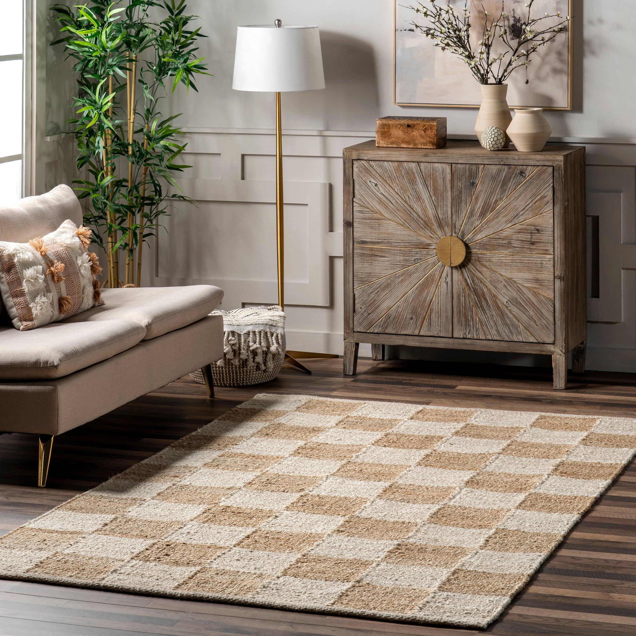 Christana Traditional Checkered Jute Area Rug - Remutear